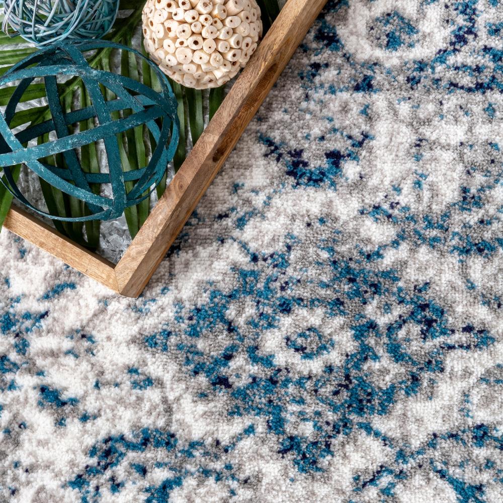 Anaelle Vintage Blue and Gray Synthetic Oriental Area Rug