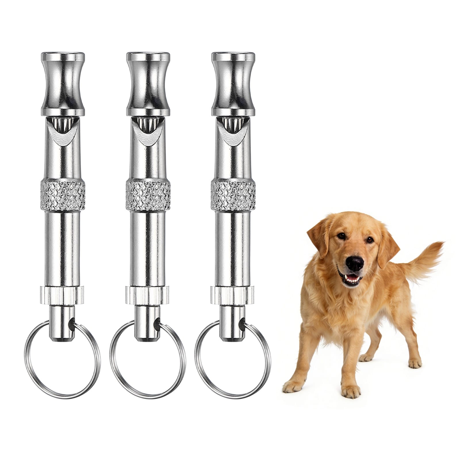 Unique Bargains Dog Whistle Metal Dog Training Whistles to Stop Barking Portable Adjustable Ultrasonic Silent Pet Barking Stopper (Silver 3pcs) Intended for Pet Training/Recall Control