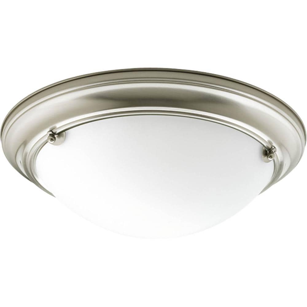 Progress Lighting P3561-09 Eclipse 2-Light 15.25-in Brushed Nickel Led, Flush Mount Light