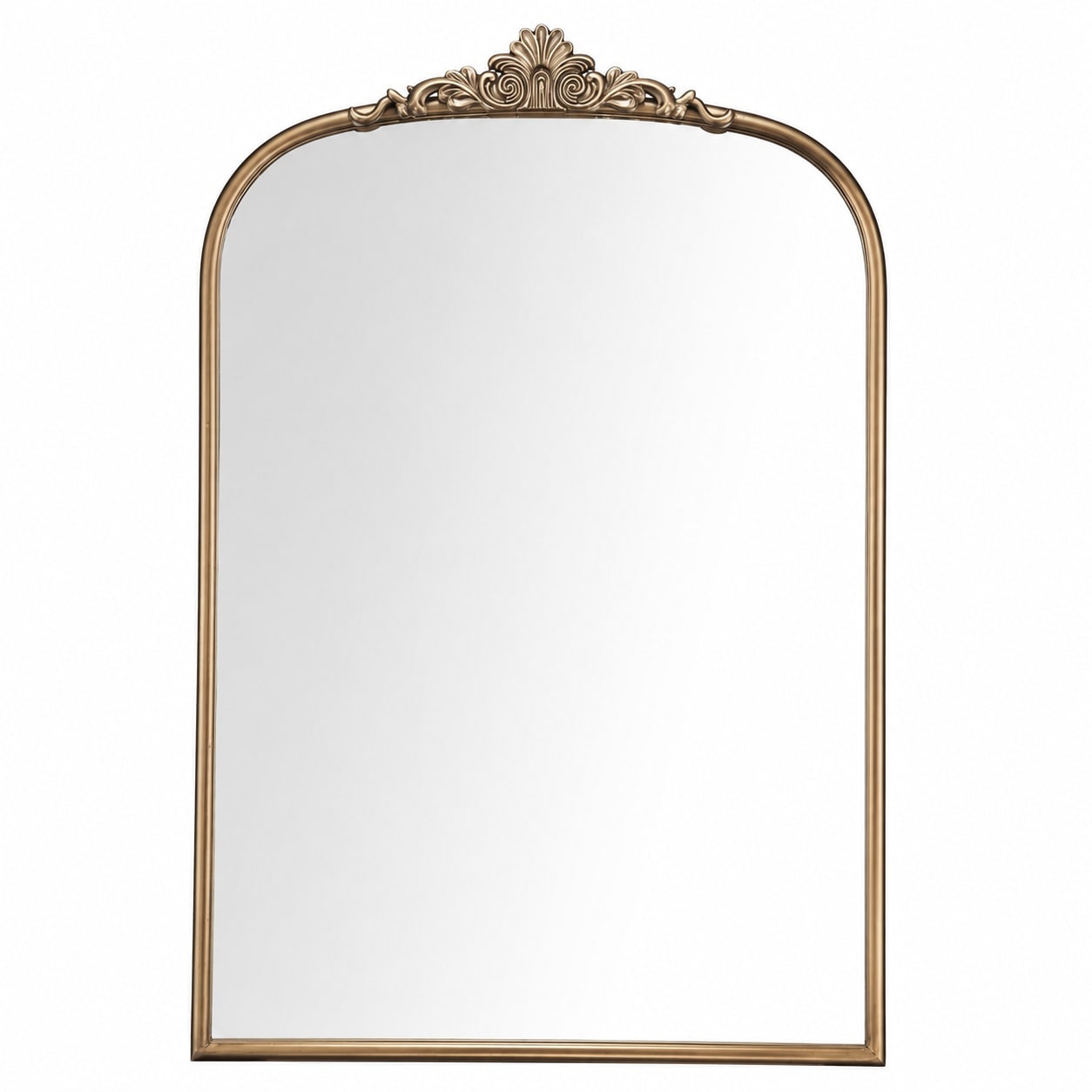 Aoibox  30 x 40 in Arched Wall Mirror with Hand Carved Floral Crown and Antique Gold Finish for Bathroom Entryway