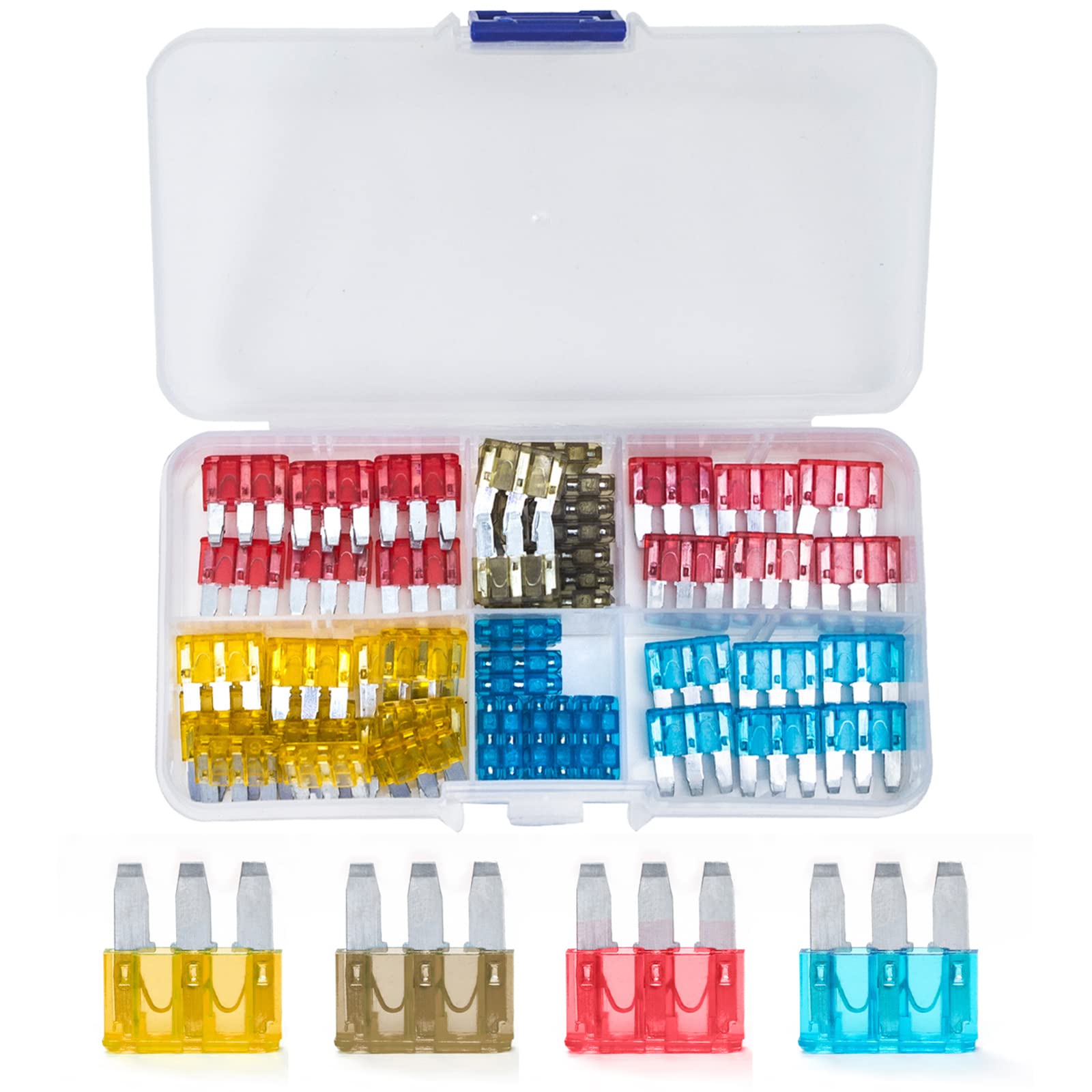 Adrinfly  Micro Three Prong Fuse Set 60 Pieces Includes Five Amp Seven Point Five Amp Ten Amp and Fifteen Amp for Automotive Lighting and