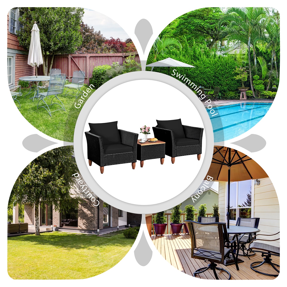 Forclover HYFE-66532BK Patio-Conversation-Sets - View #6