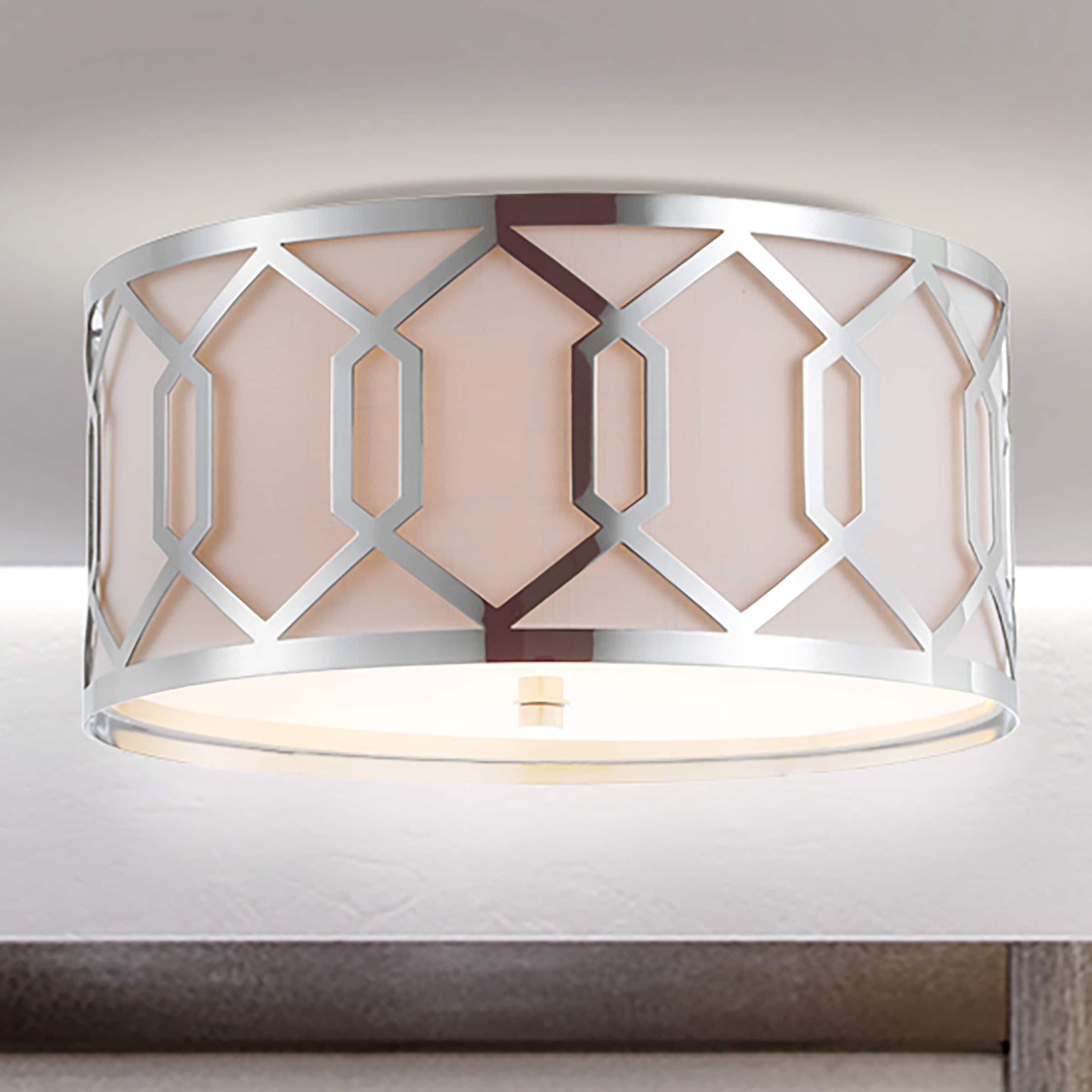 JONATHAN  Y JYL3500B Hex 16.25" Metal Transitional 1 -Light 16.25-in Polished Chrome Flush Mount Light