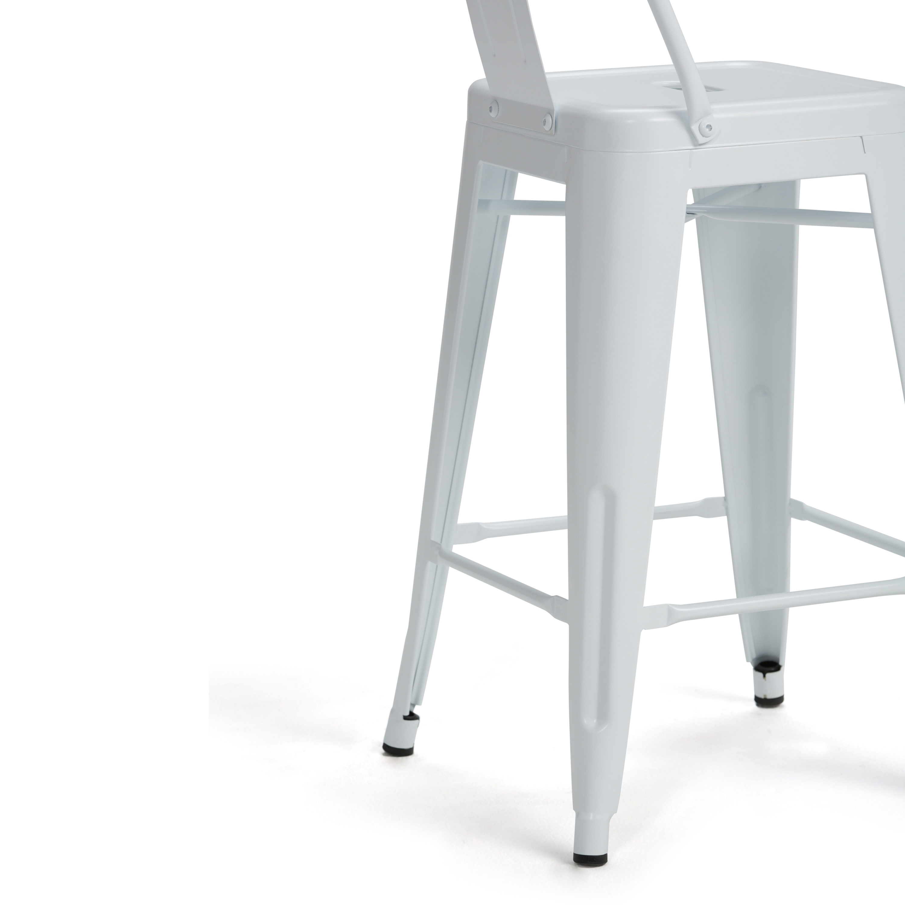 Rayne 24" White Industrial Metal Counter Stool Set