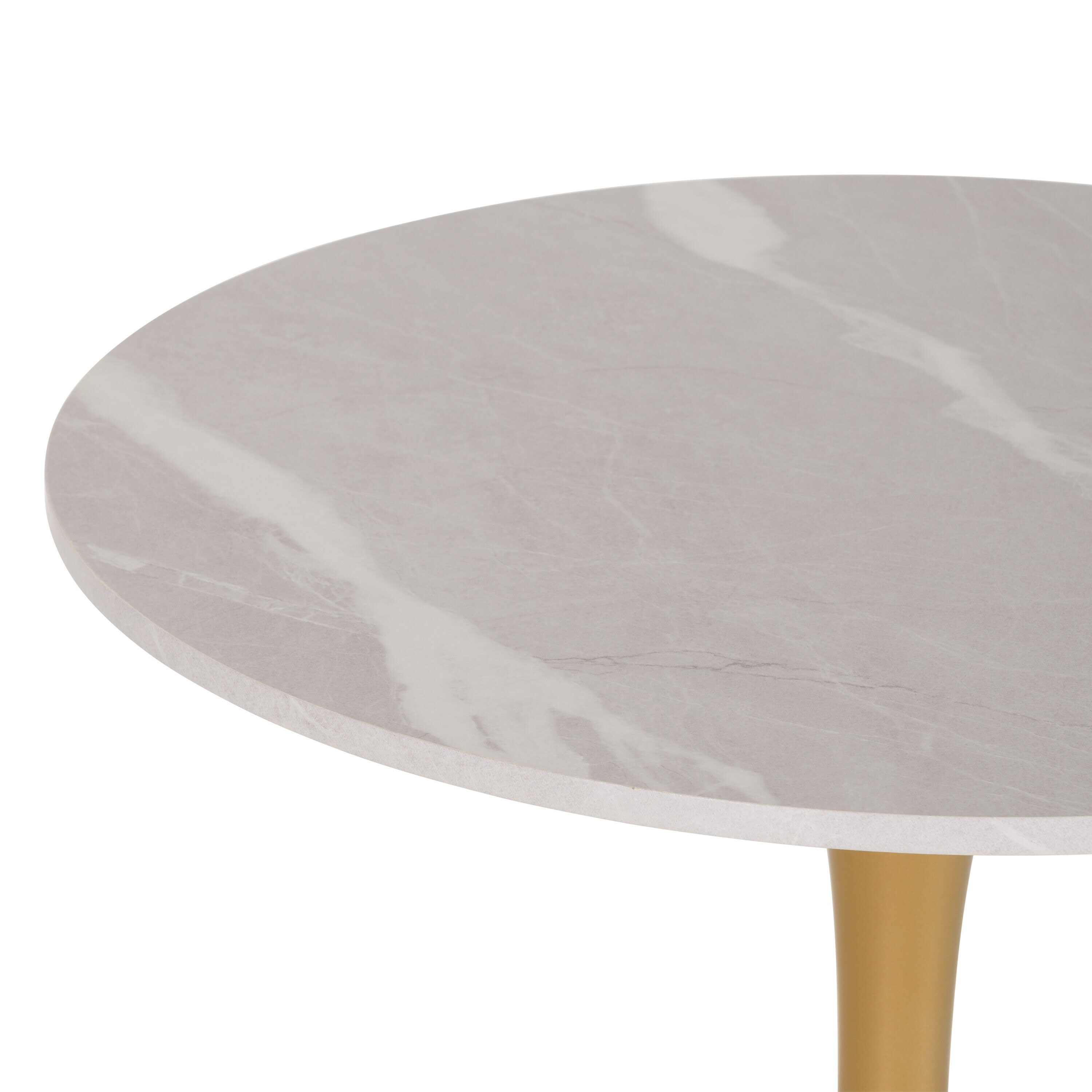 Contemporary Livia Round Marble & Wood Bistro Table in Grey/Gold
