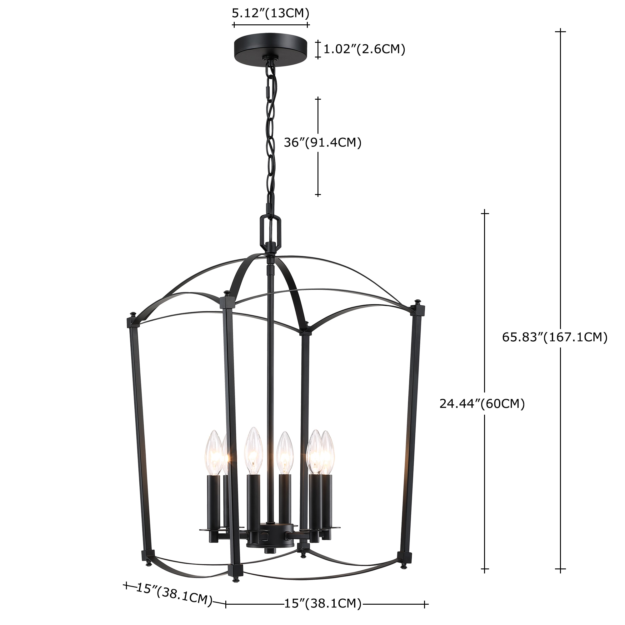 Hukoro 6-Light Matte Black Modern/Contemporary Dry rated Chandelier in ...