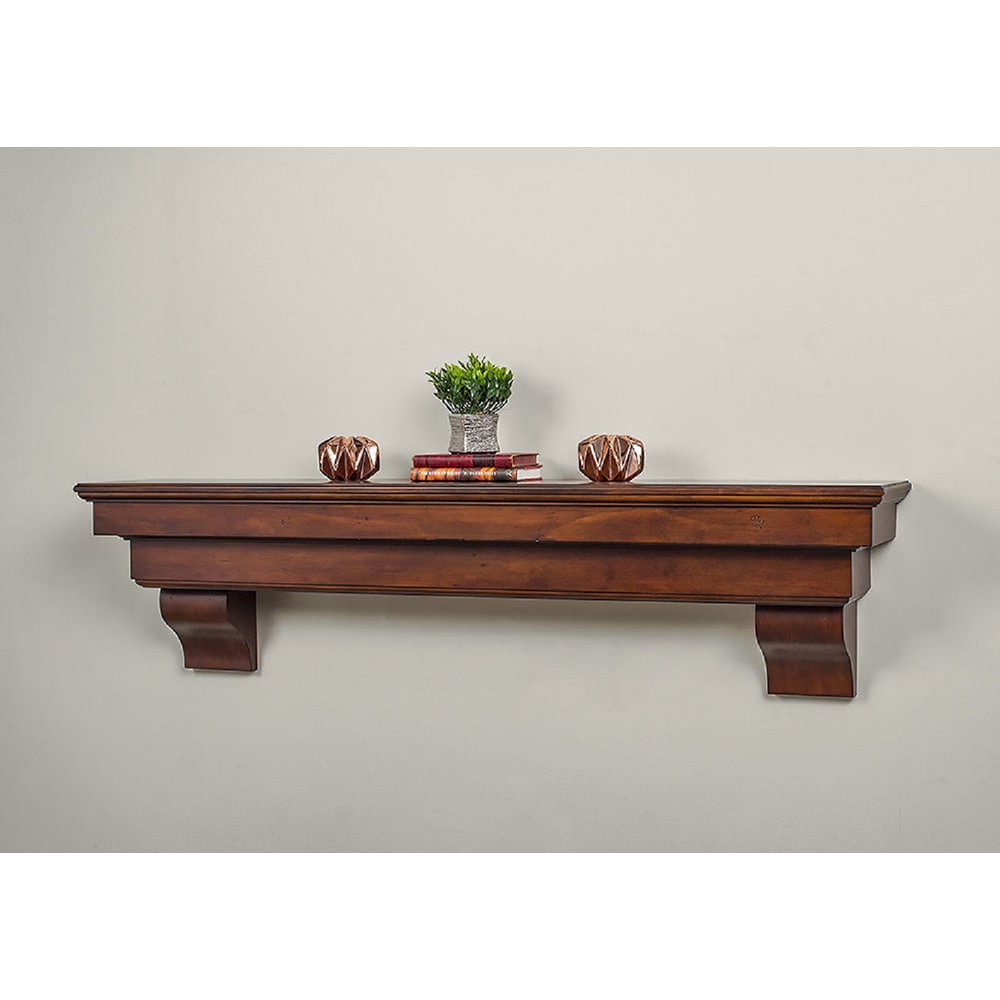 Mantels Direct SALEM-72-AC 72-in W x 8.25-in H x 10-in D Aged Cherry Pine Hollow Farmhouse Fireplace Mantel