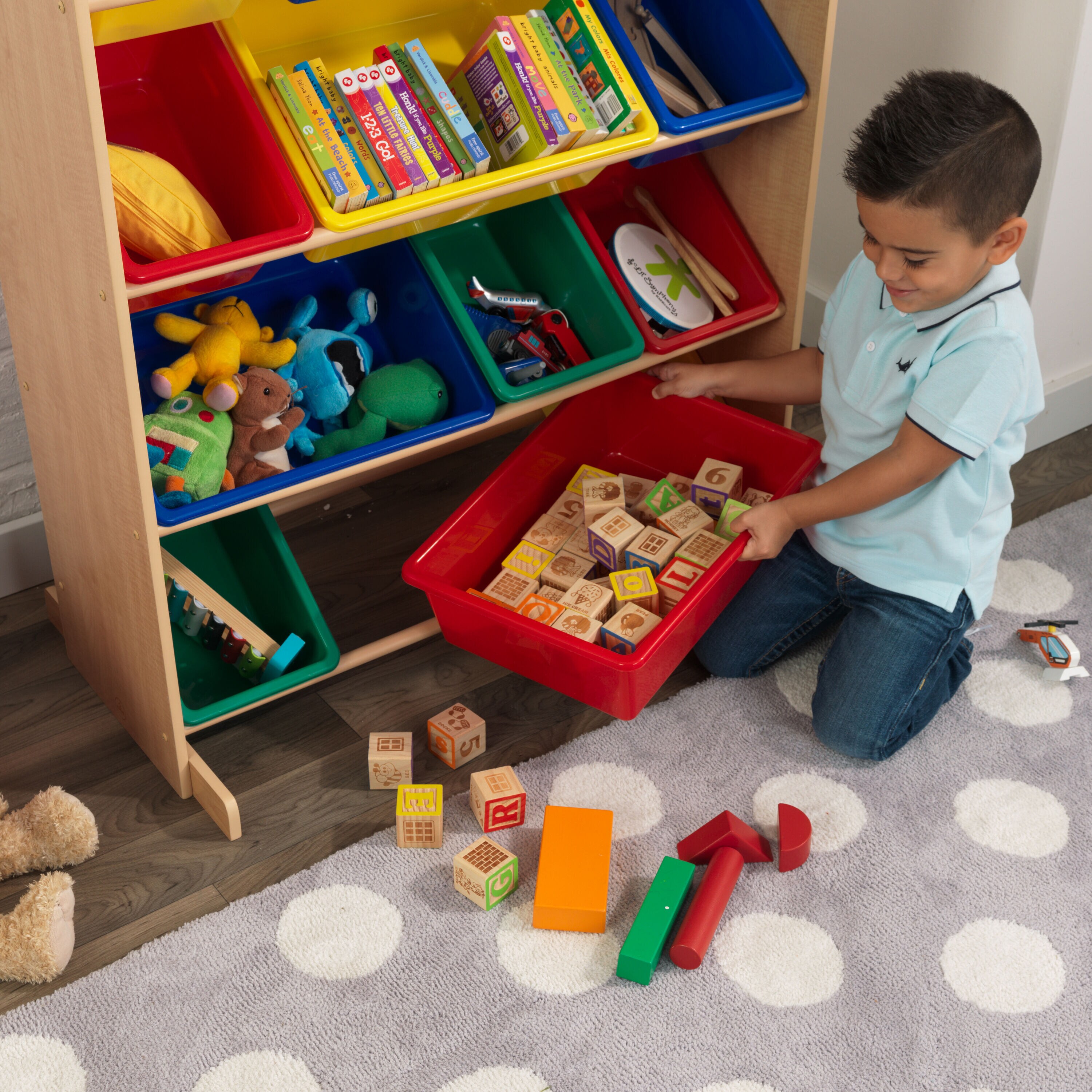 KidKraft Sort It and Store It 32.8 in W x 39.5 in H x 18.75 in D Red Blue Yellow and Green Plastic Bin in the Storage Bins Baskets department at Lowes