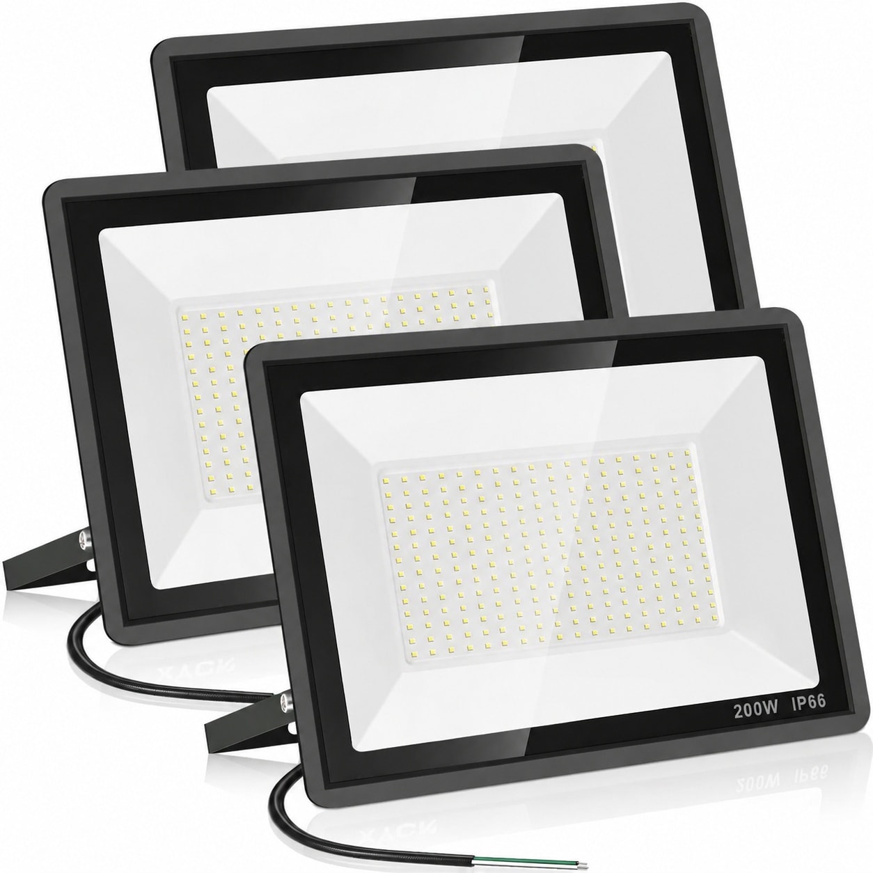 Ahfiwaso  200W LED Flood Light 3 Pack Super Bright 22500 Lumen IP66 Waterproof Outdoor Security Lights 5000K Daylight for Yard Garden Basketball