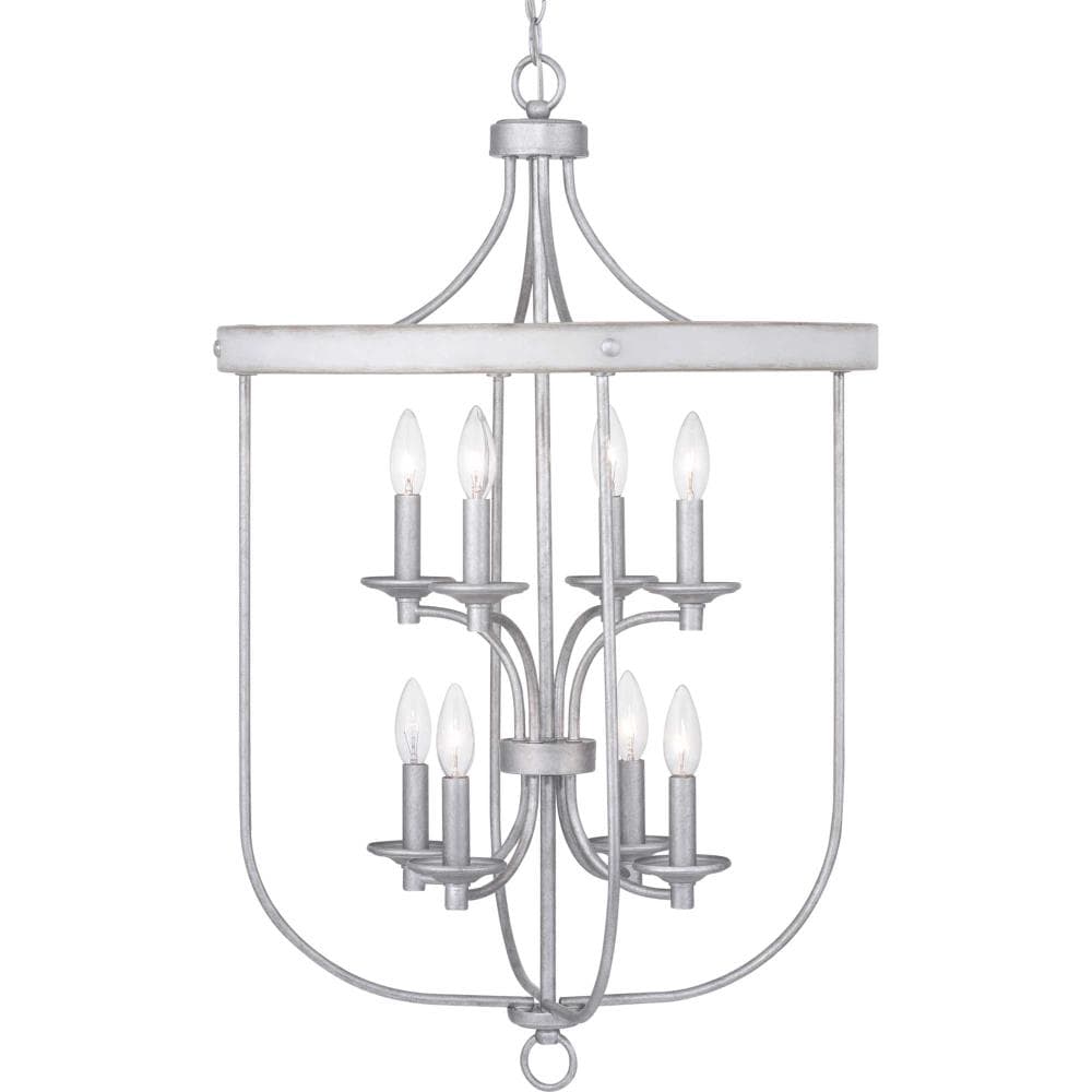 Progress Lighting P500158-141 Gulliver 8 -Light Galvanized with Antique White Coastal Lantern Medium Hanging Pendant light