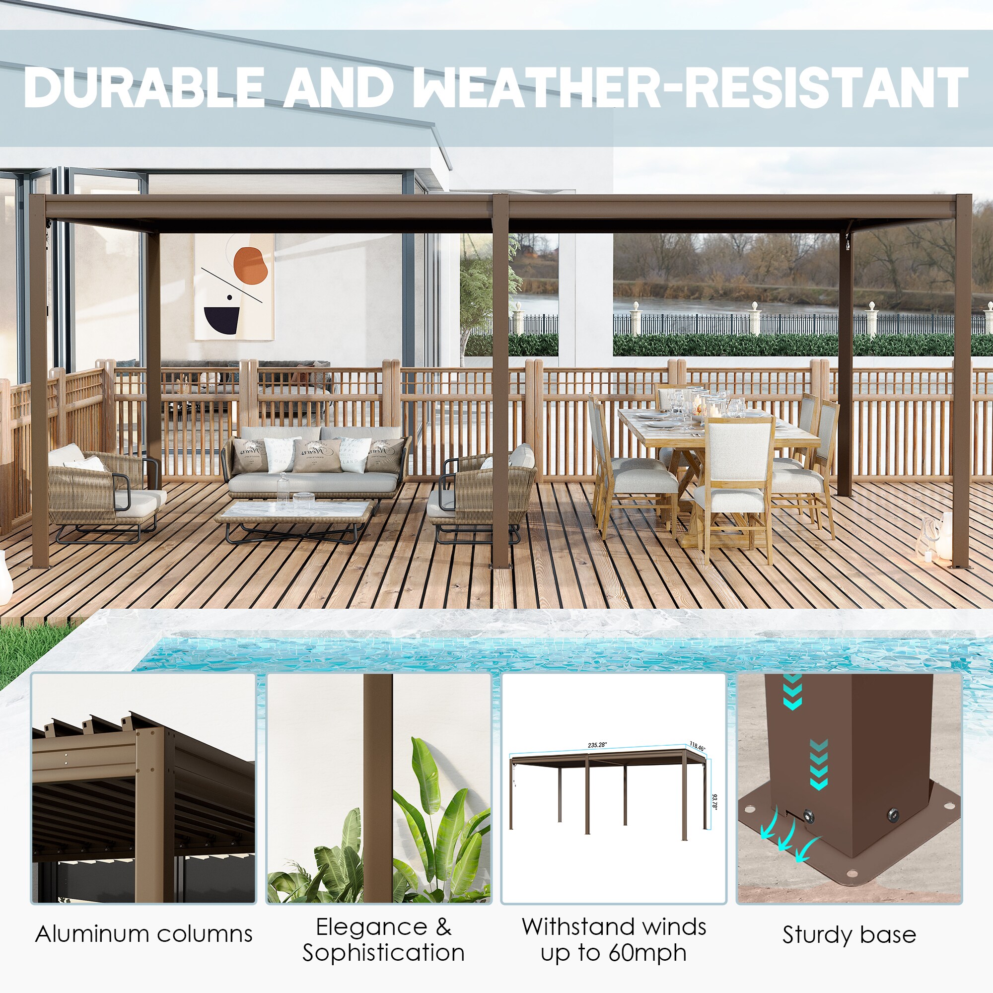 Clihome CL-LGMF1632-BR Wood-Resin-Gazebos - View #6