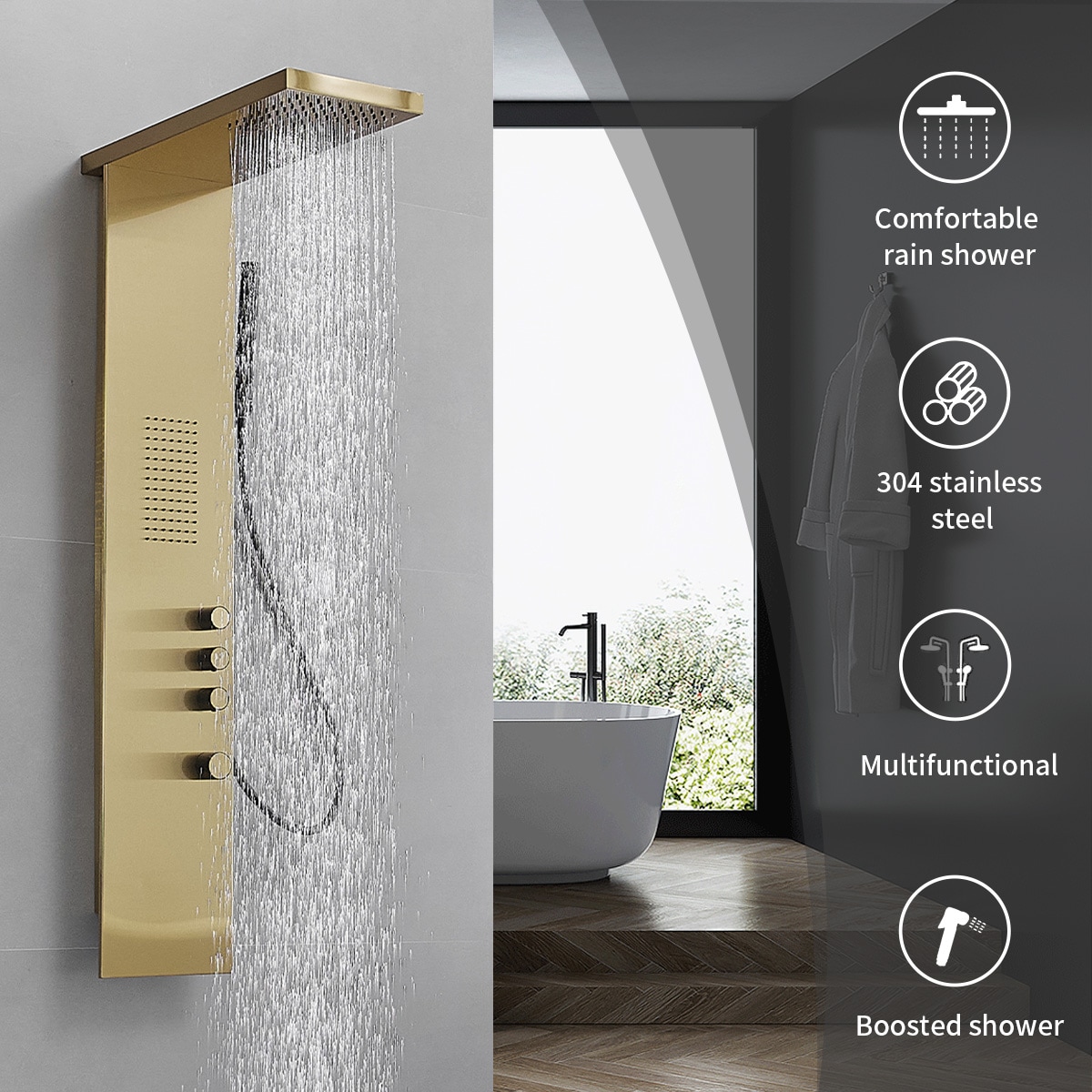 BWE C-YTP11-BG Showerhead-Bar-Panels - View #2