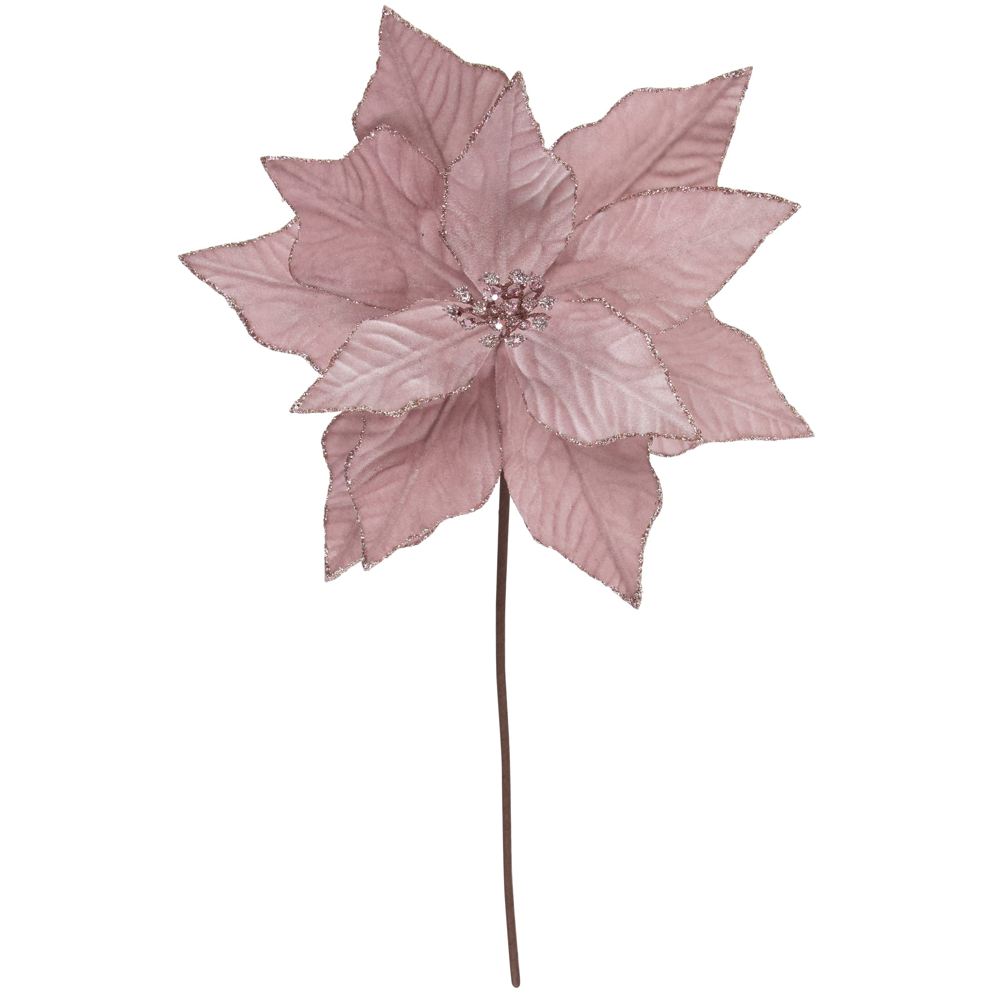 Northlight 24 inch Pink Glittered Poinsettia Christmas Stem Spray