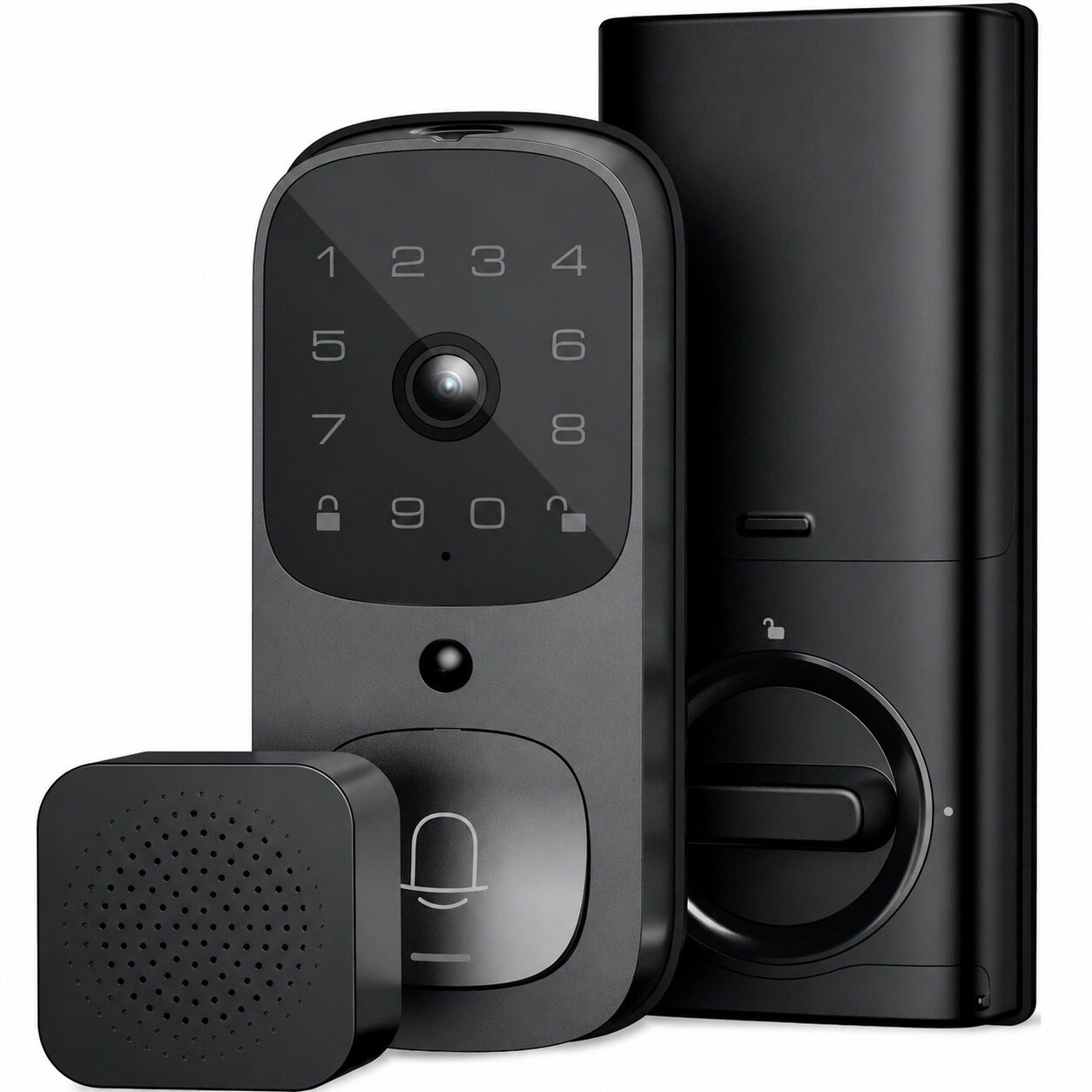 Ahfiwaso  Deadbolt Smart Lock with Camera and Chime 3 in 1 Wi Fi Deadbolt Camera Video Doorbell Keyless Fingerprint Lock for Front Door with 32GB