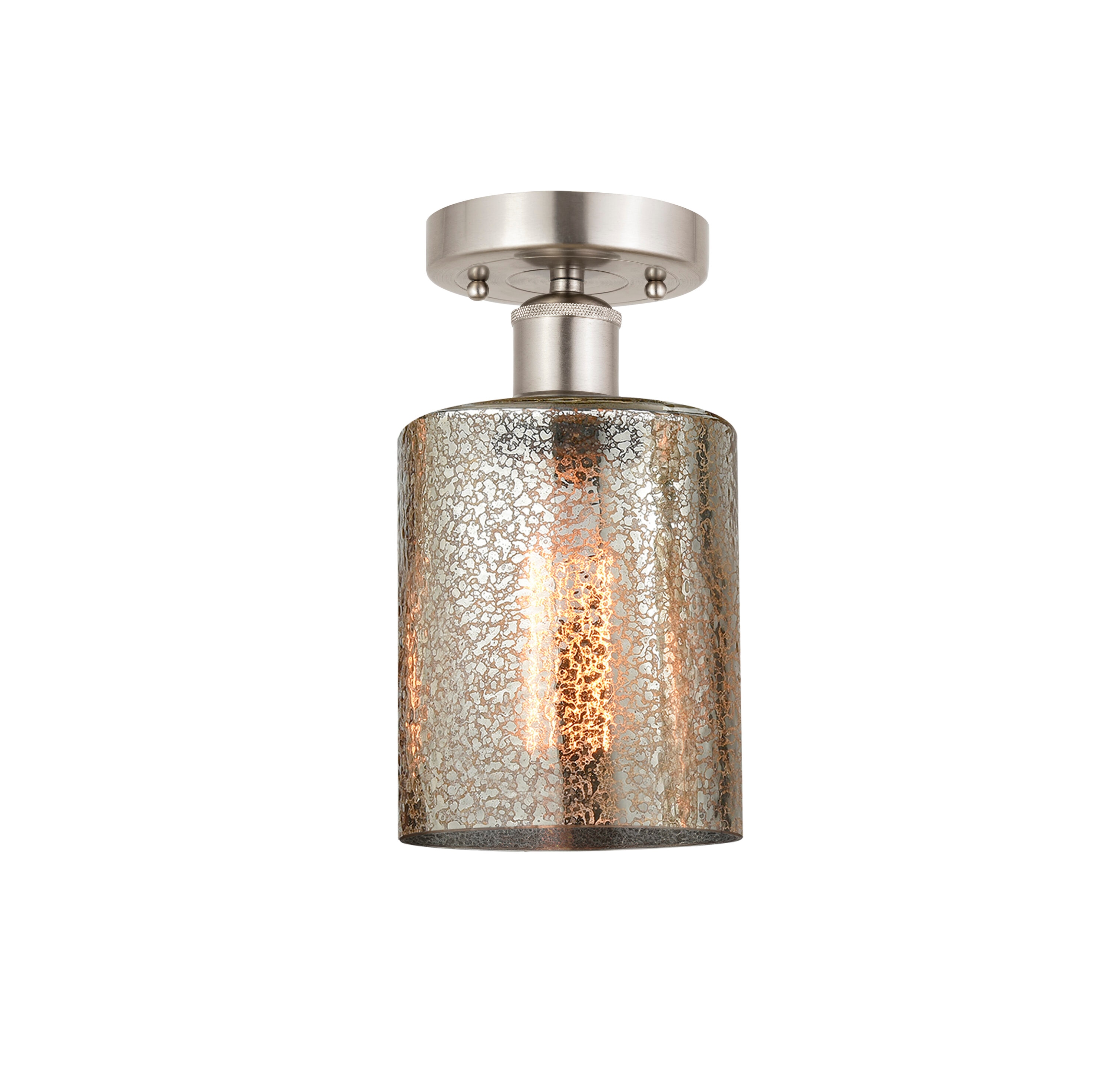 Innovations Lighting 616-1F-SN-G116 Cobbleskill 1 -Light 5-in Brushed Nickel Flush Mount Light