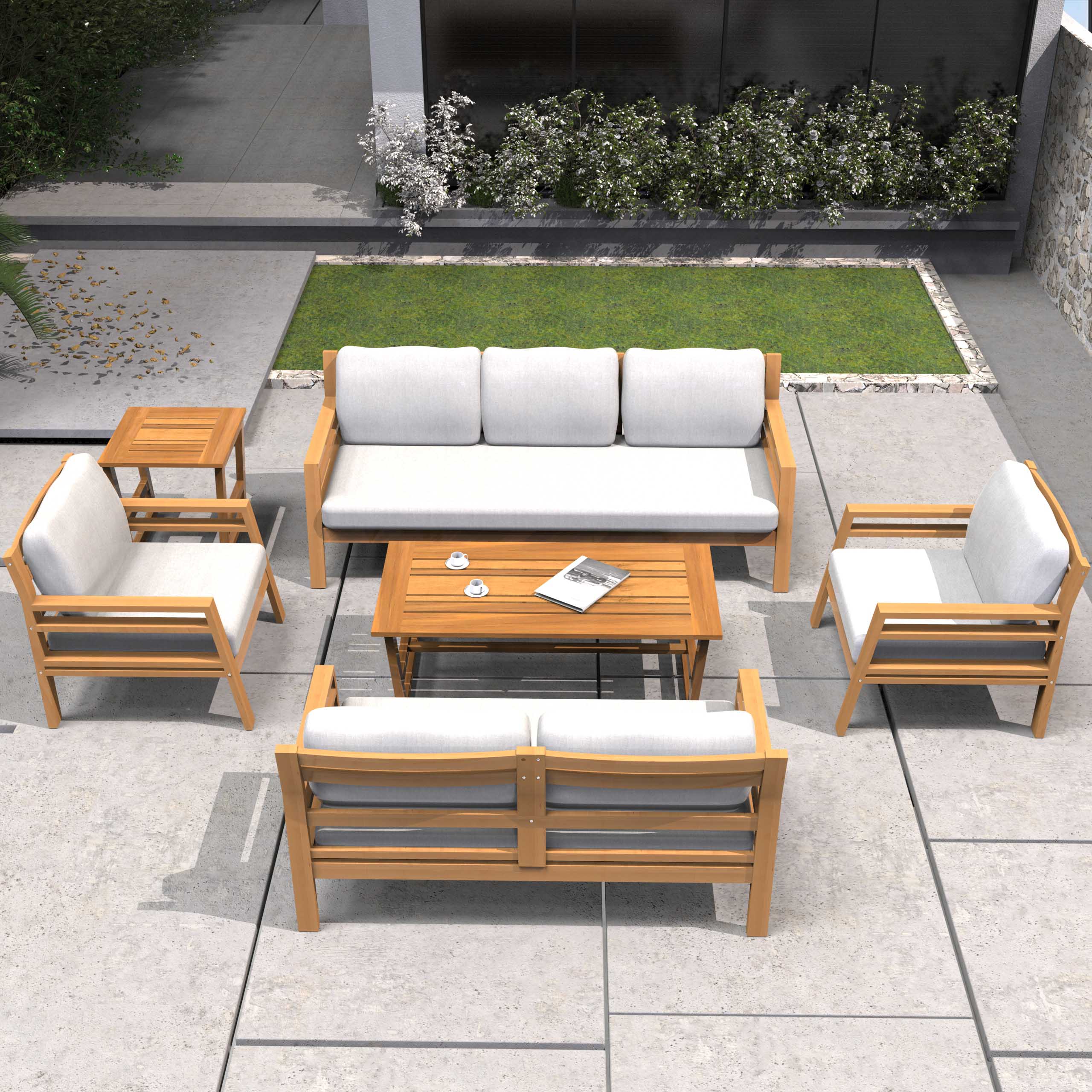 Direct Wicker 6 -Piece Patio Conversation Set with Gray Cushions Included