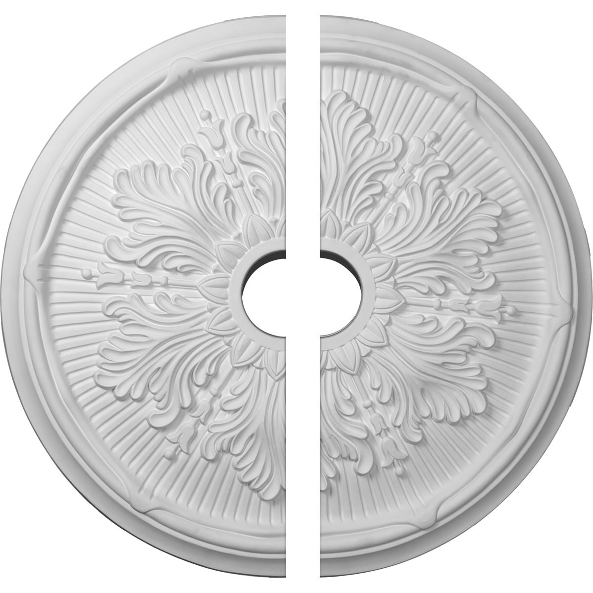 Ekena Millwork CM23LU2 Luton 23.75-in W x 23.75-in L Architectural White Polyurethane Split Ceiling Medallion