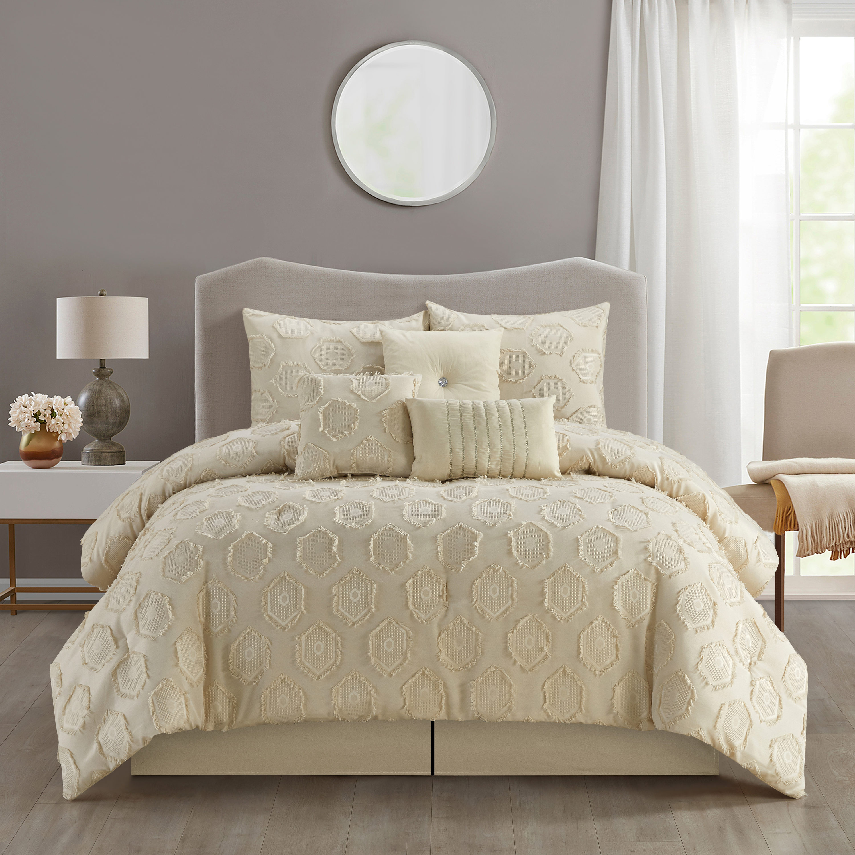 Nanshing 7 Piece Taupe King Comforter Set In The Bedding Sets Department At