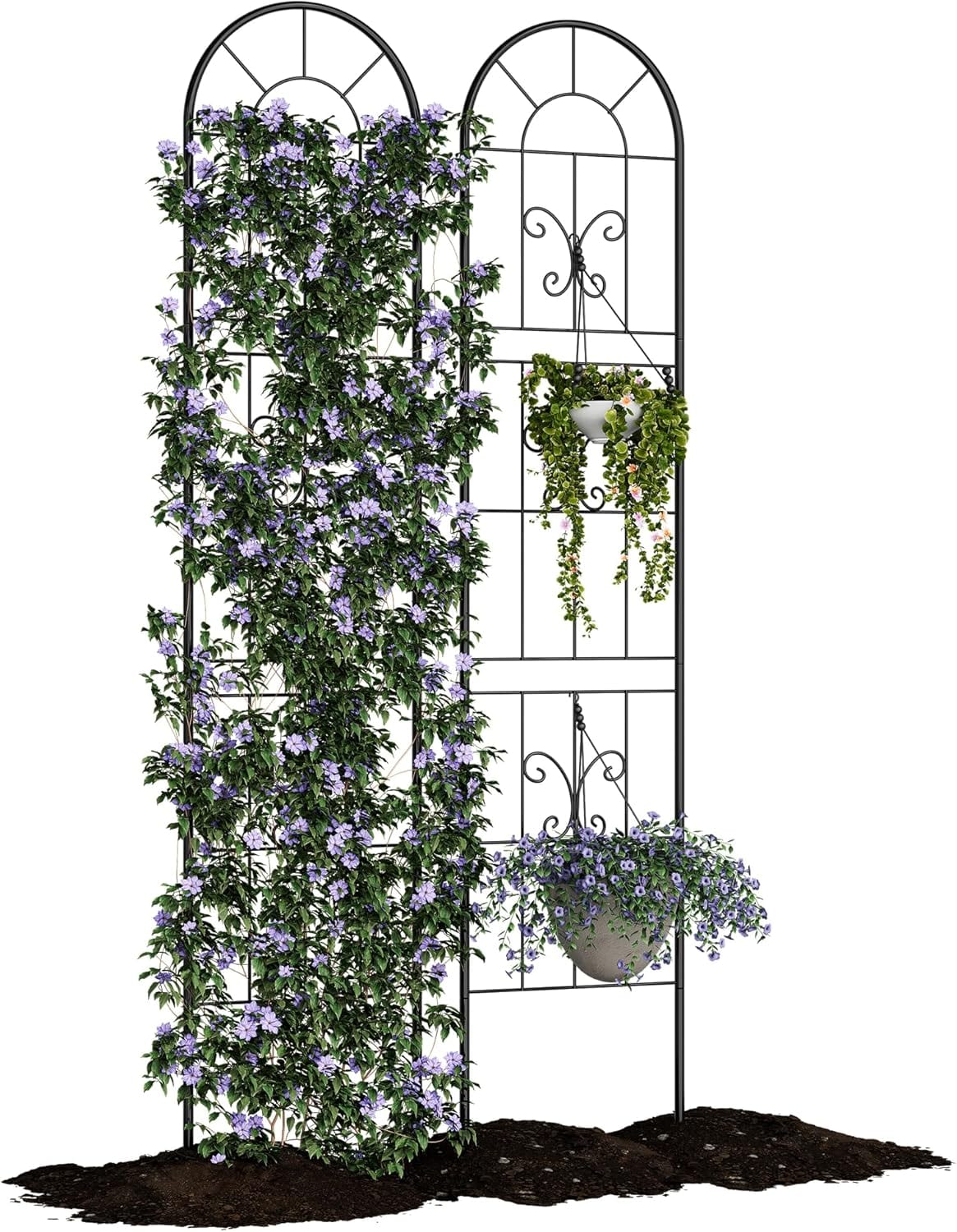 GAOMON 2 Pack 140x30cm Black Decorative Iron Garden Privacy Screen Fence Panel Rustproof Metal Border for Backyard Patio Landscape Partition