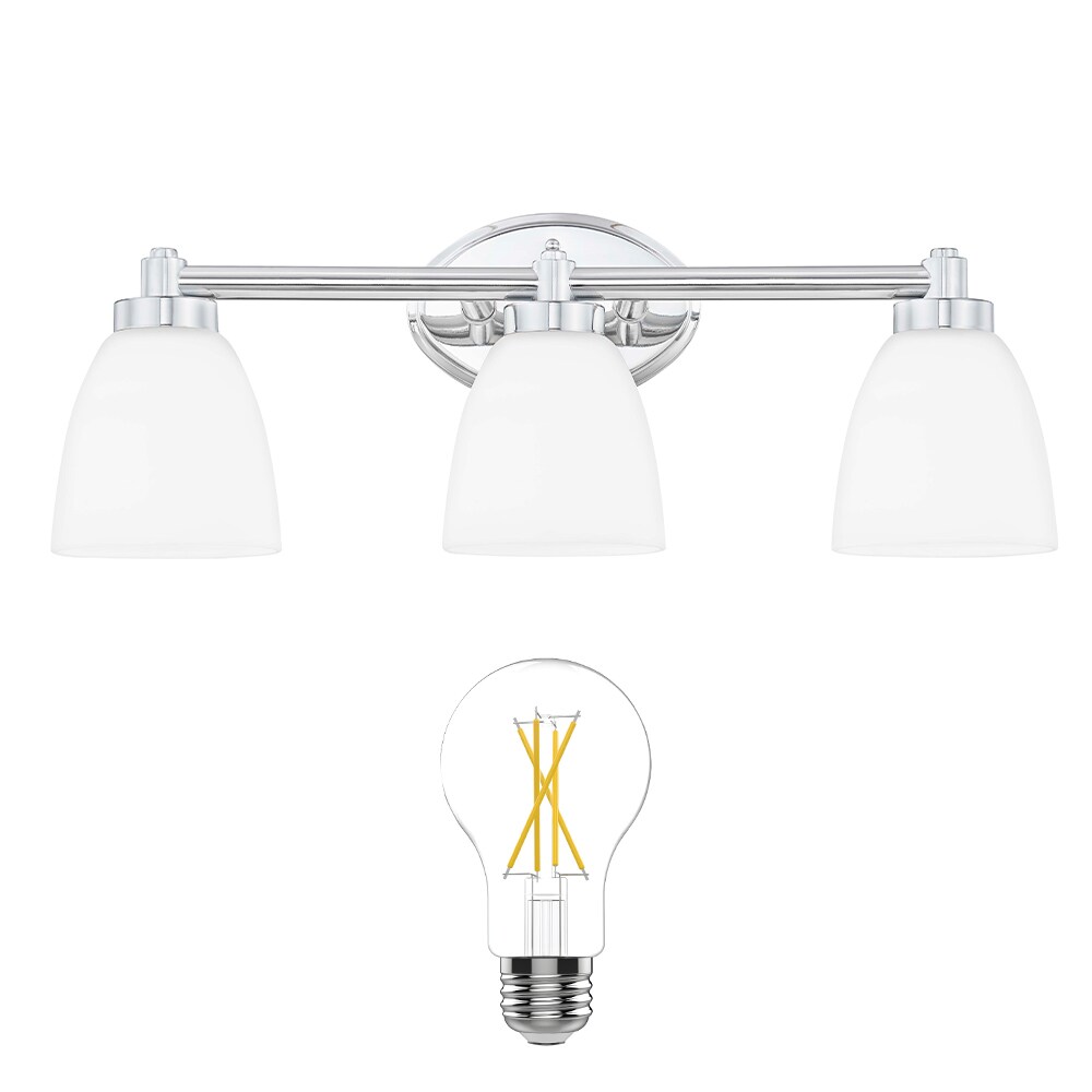 allen + roth  22-in 3-Light Chrome Transitional Vanity Light Collection