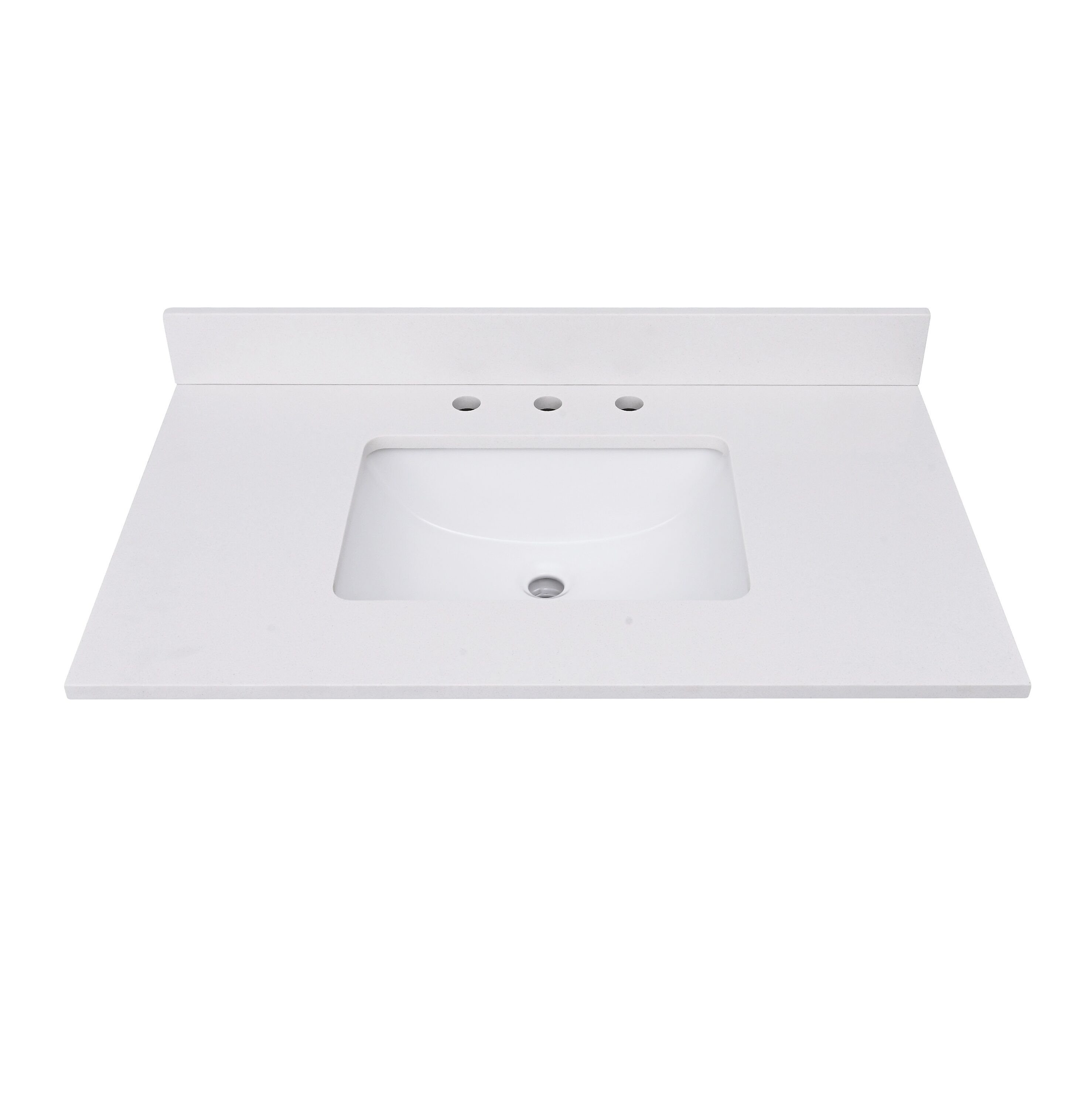 Avanity QUT37EW-RS 37-in x 22-in Everest White Quartz Undermount Single Sink 8-in Centerset Faucet Mount Bathroom Vanity Top