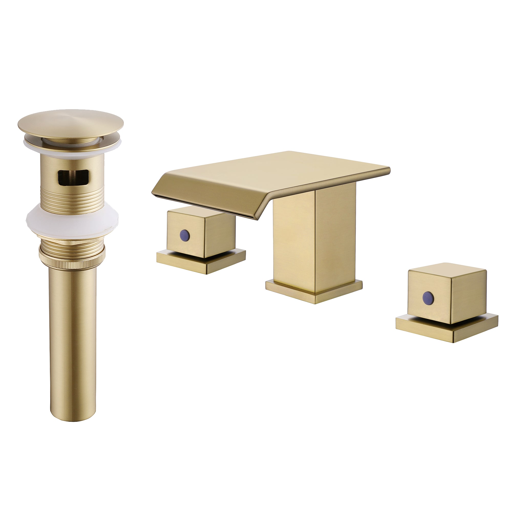 RBROHANT 8 in. Widespread 2-Handle Waterfall Bathroom Sink Faucet with 3.94 in. Wide Spout in Brushed Gold