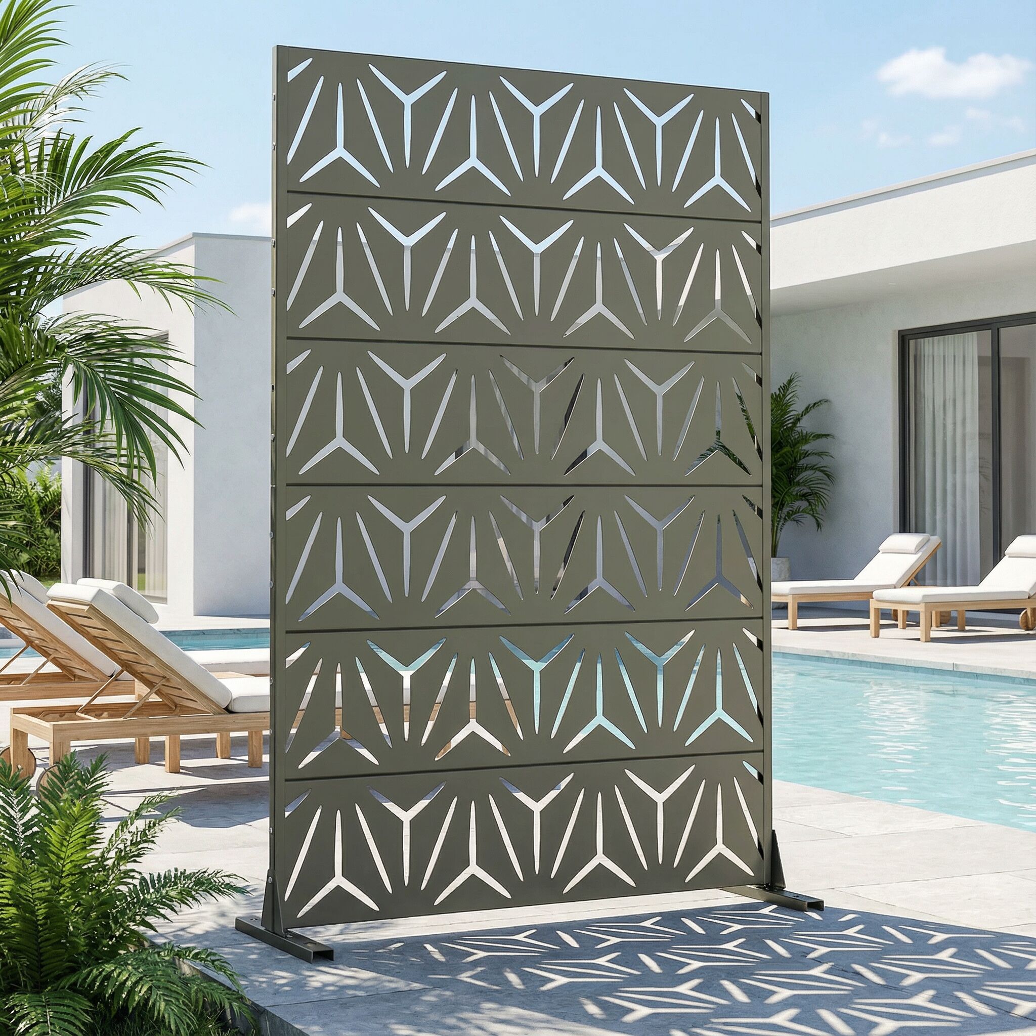 72-in H x 47-in W x 16-in D Metal Privacy Screen Fence Panel Stylish Pattern