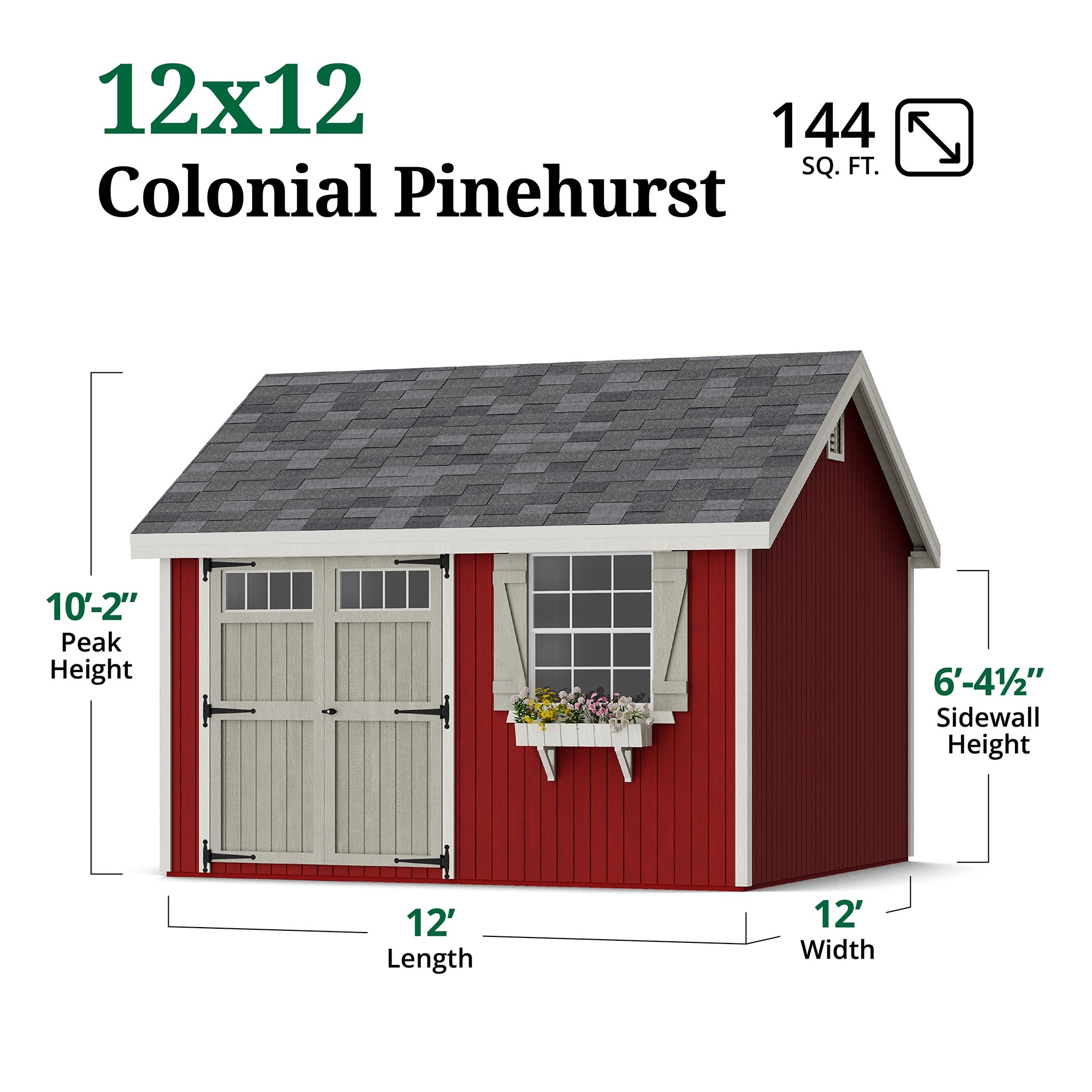 Little Cottage Co 12X12 PCGS-PC Wood-Storage-Buildings - View #3