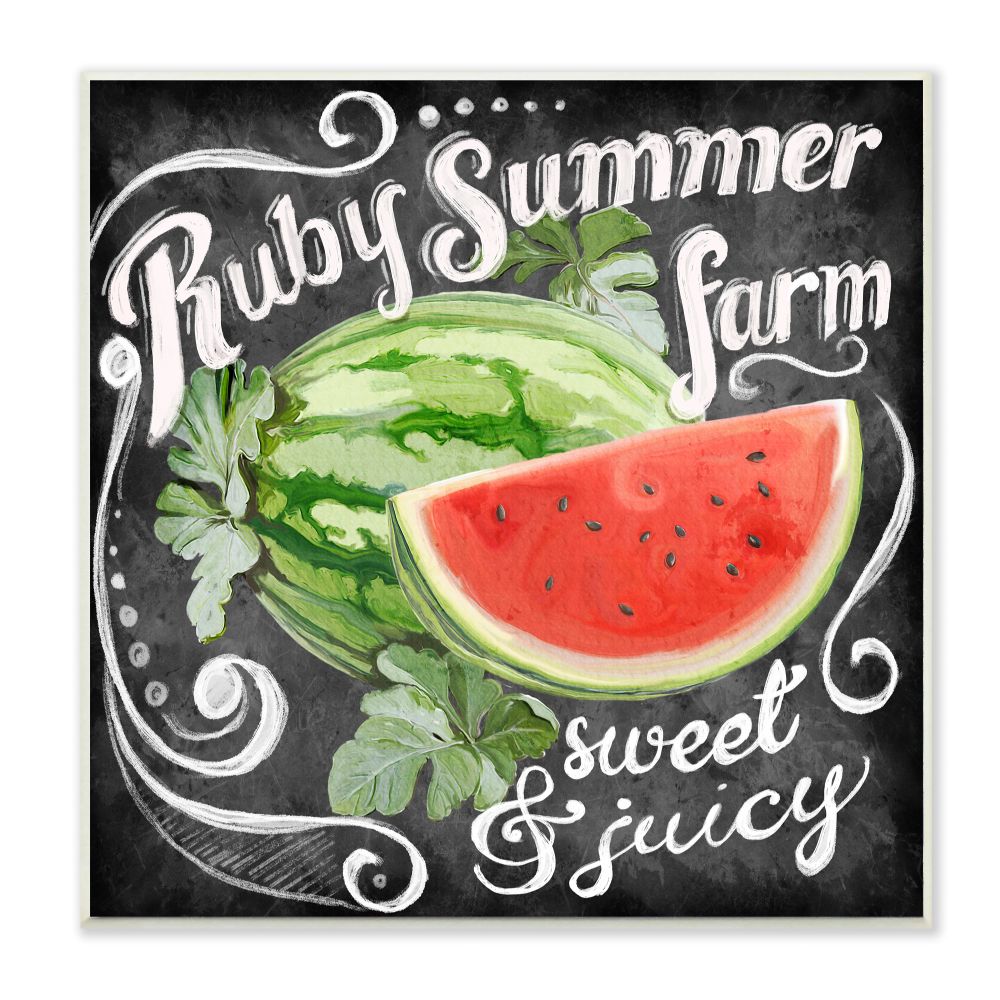 Stupell Industries RWP-188-WD-12X12 Watermelon Farm Rustic Sign Word Design Art Licensing Studio 12-in H x 12-in W Abstract Print