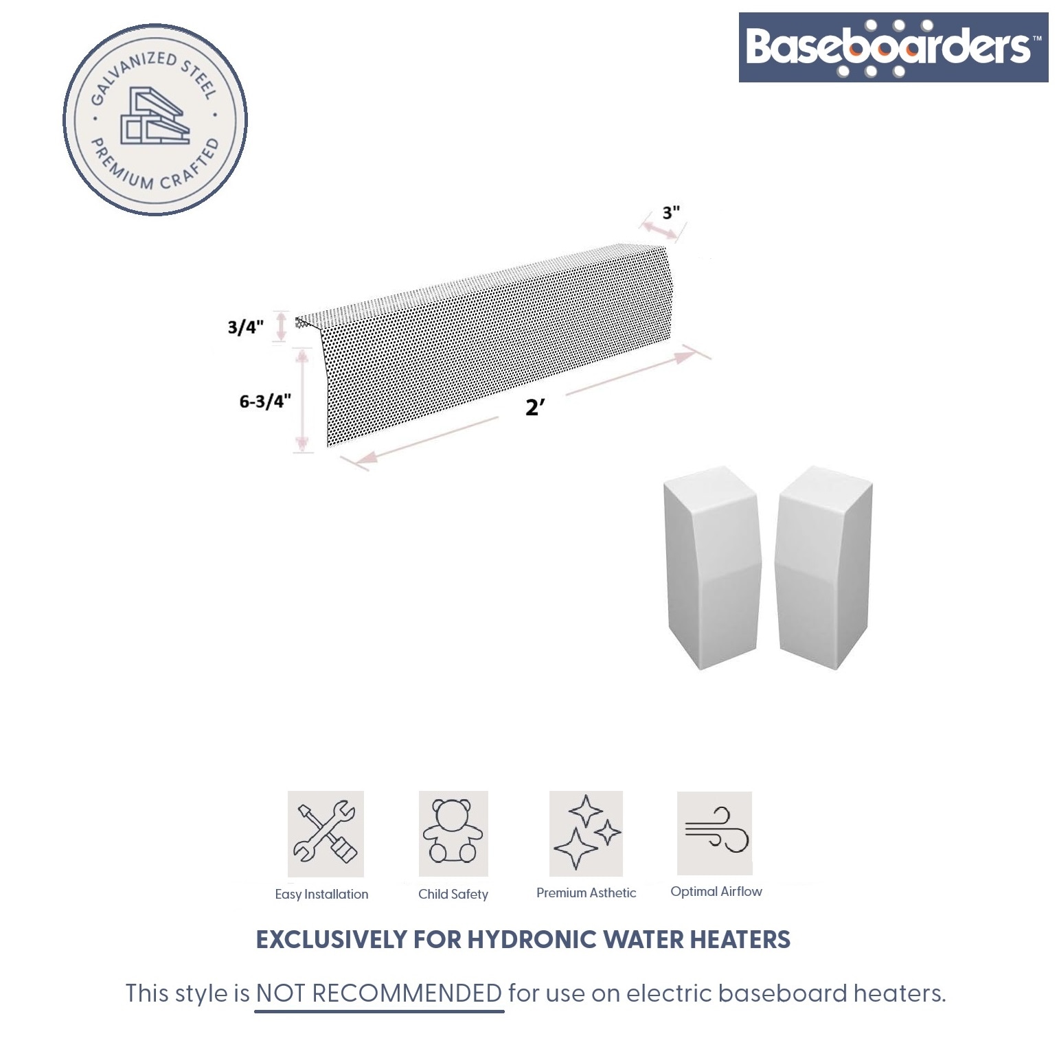 Baseboarders BB001-24-SET-WH Baseboard-Heater-Covers - View #2