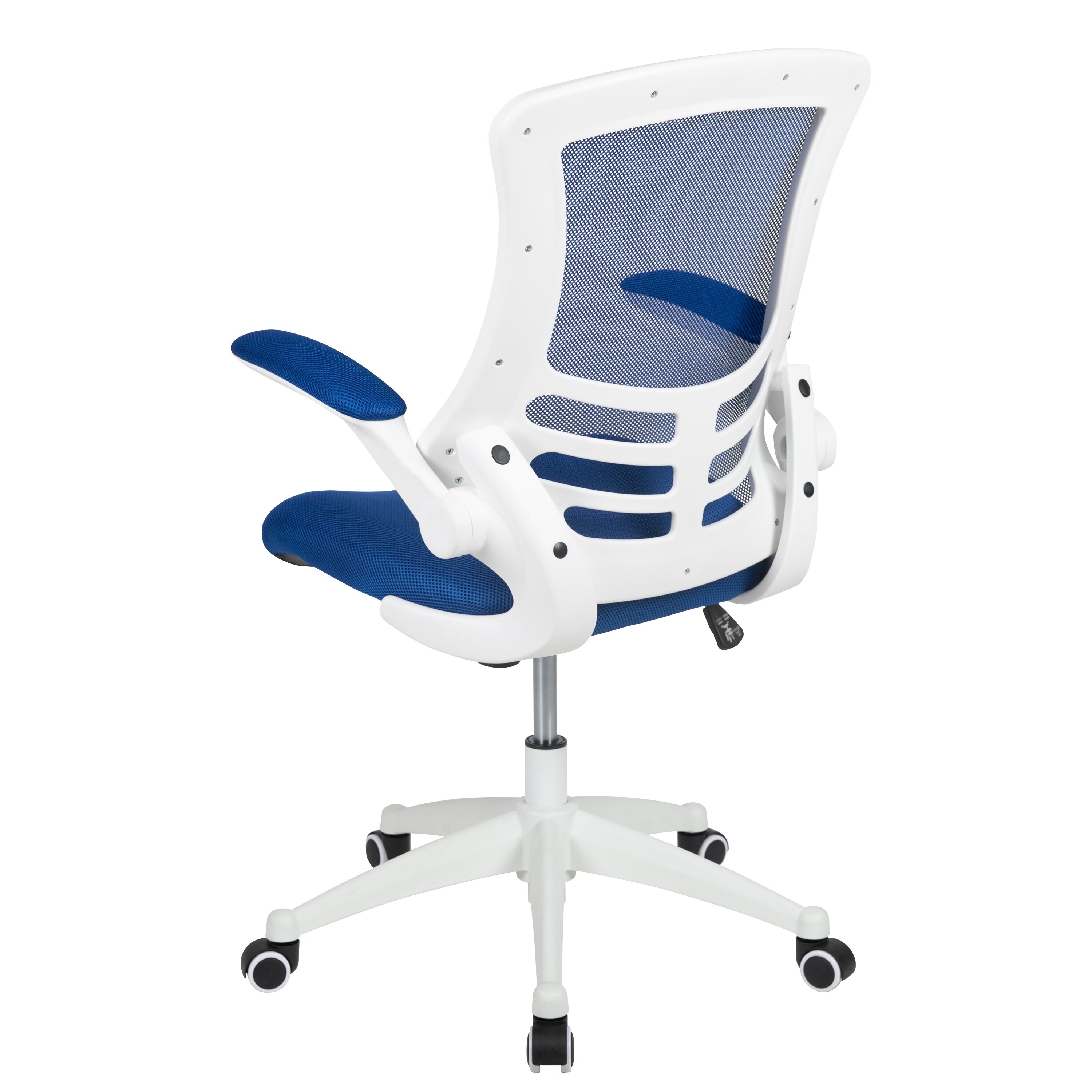 Modern Blue Mesh and White Plastic Ergonomic Swivel Task Chair
