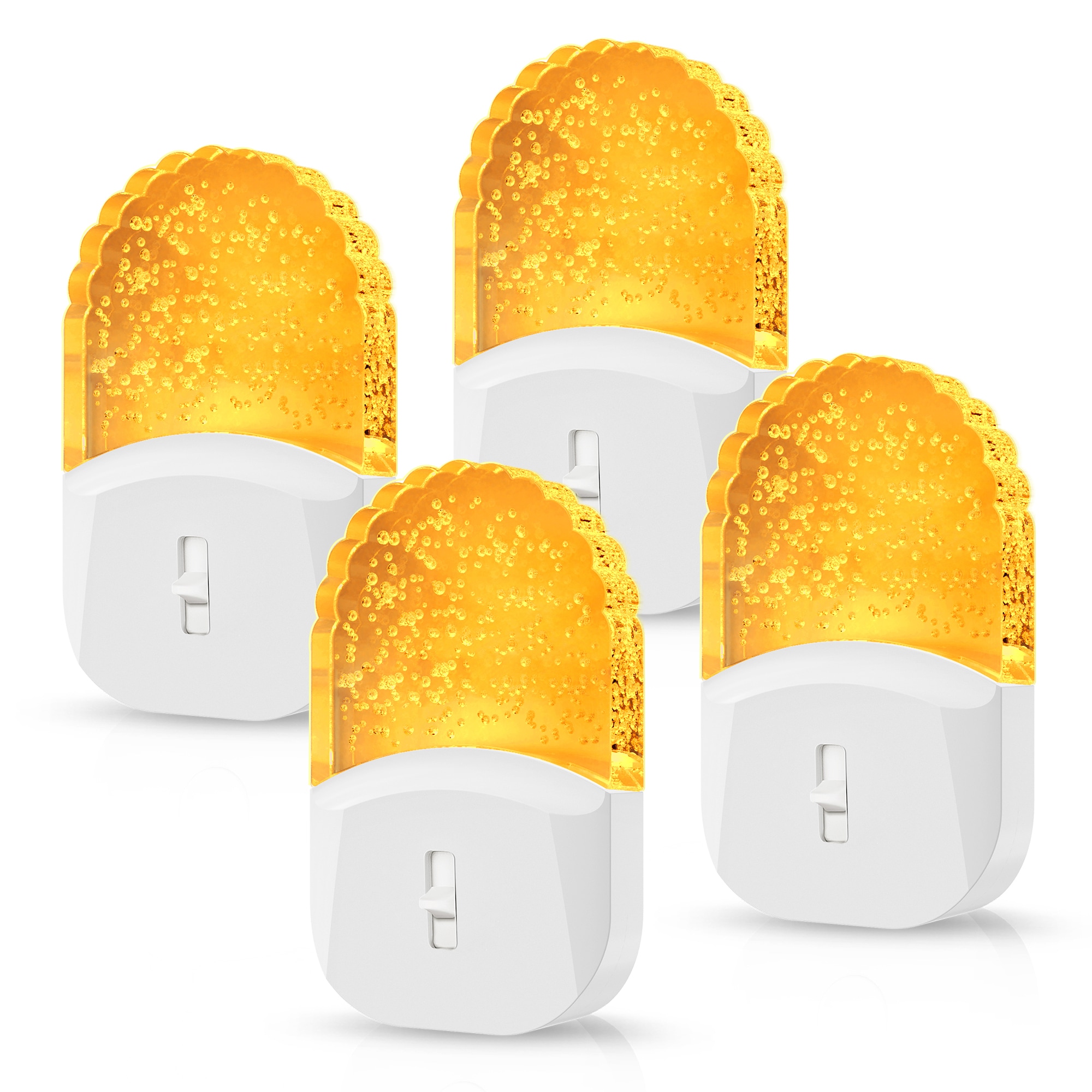DORESshop 0.5 Watt Integrated LED Plug In Acrylic Night Light Amber 2000K Dimmable Light Sensor White Housing 4 Pack