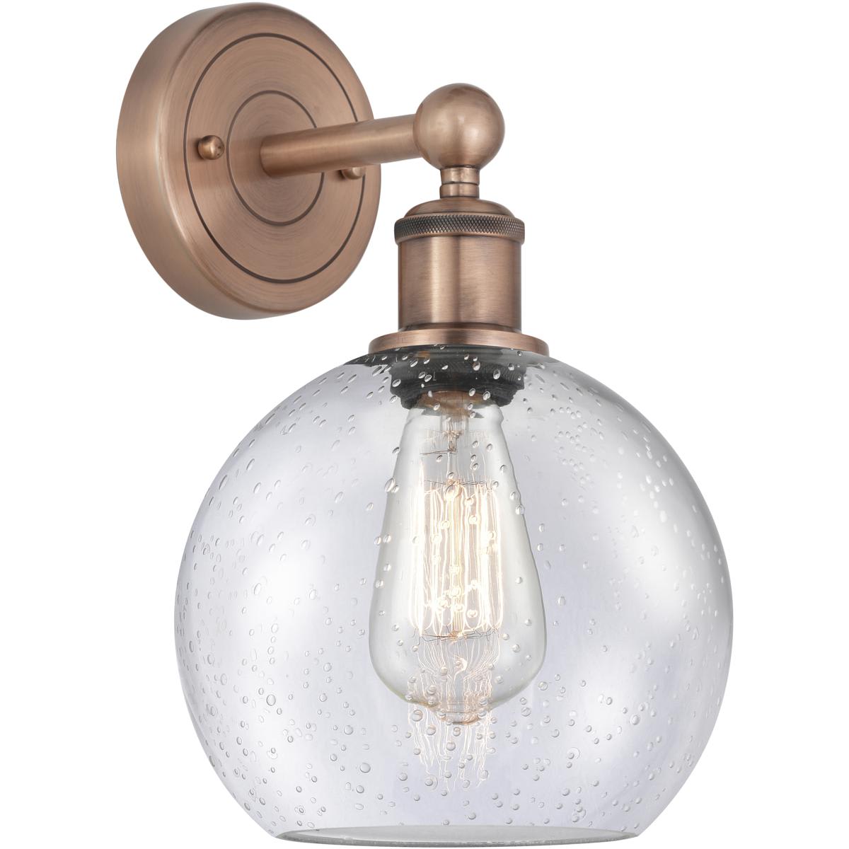 Innovations Lighting - 616-1W-AC-G124-8 Athens Sconce Wall Light in Antique Copper Seedy