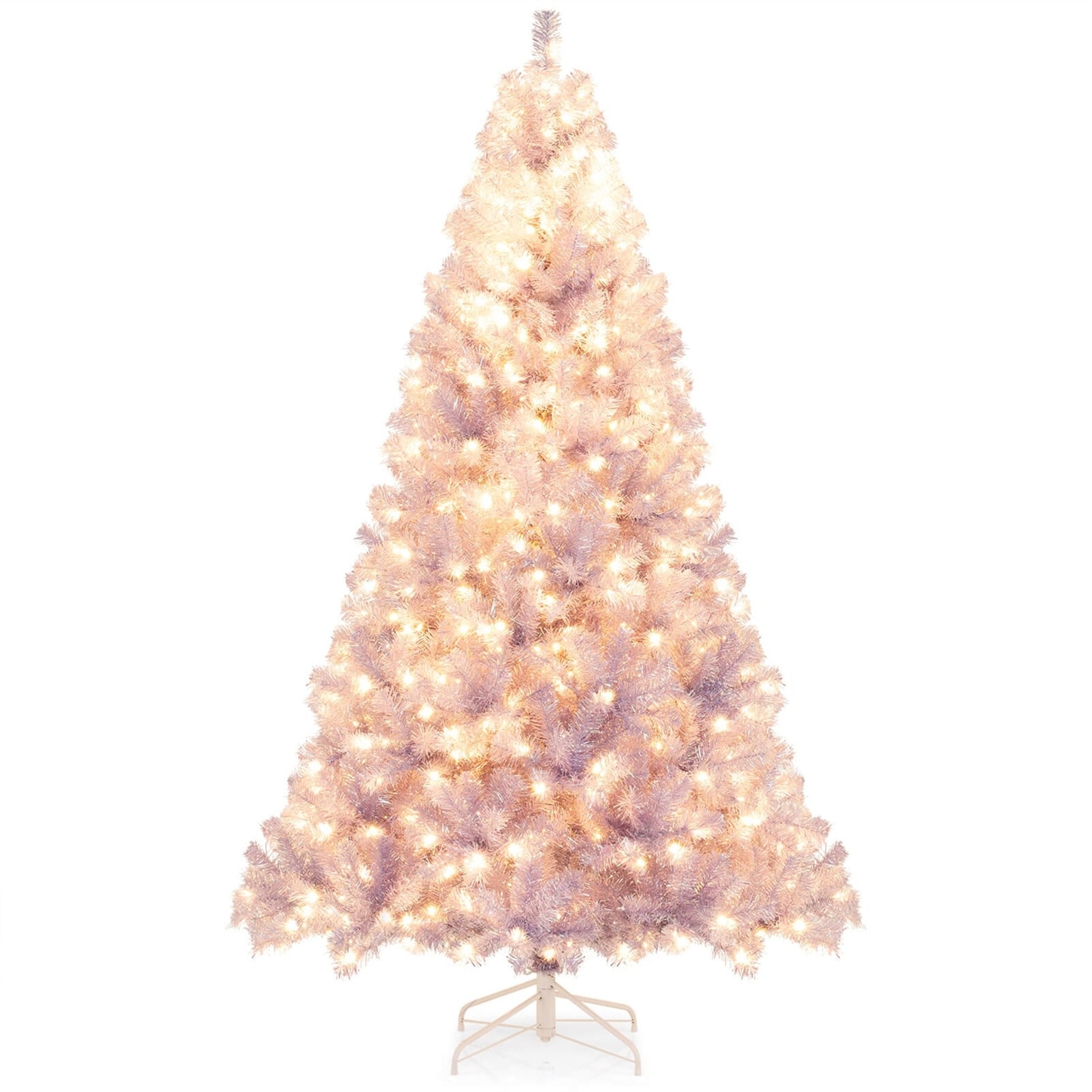 Gtnali 7.5-ft Pre-Lit Lavender Purple PVC Tinsel Artificial Christmas Tree with 1300 Tips 550 Multicolor And Warm White LED Lights 8 Modes