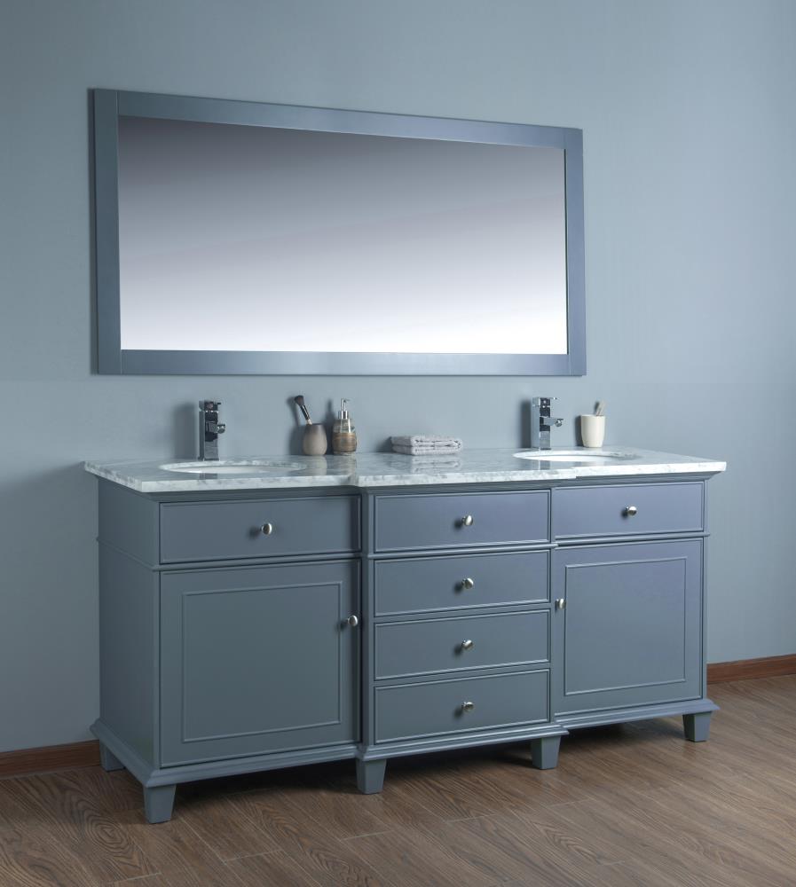 Stufurhome 72-in Gray Undermount Double Sink Bathroom Vanity with ...