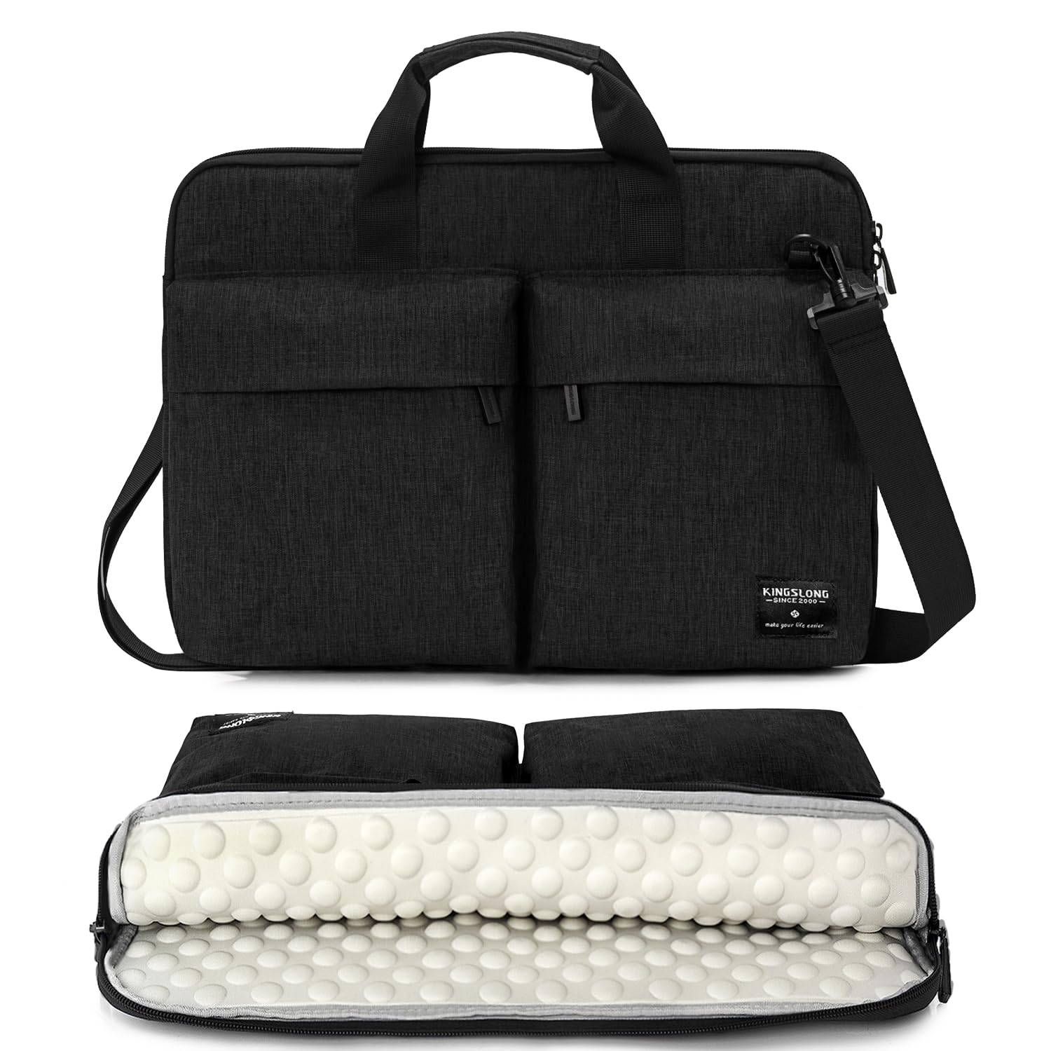 KINGSLONG 15.6 Inch Slim Laptop Shoulder Bag Shockproof Sleeve Case with Carrying Handle Fits Acer Asus Dell Lenovo HP Toshiba Notebooks and