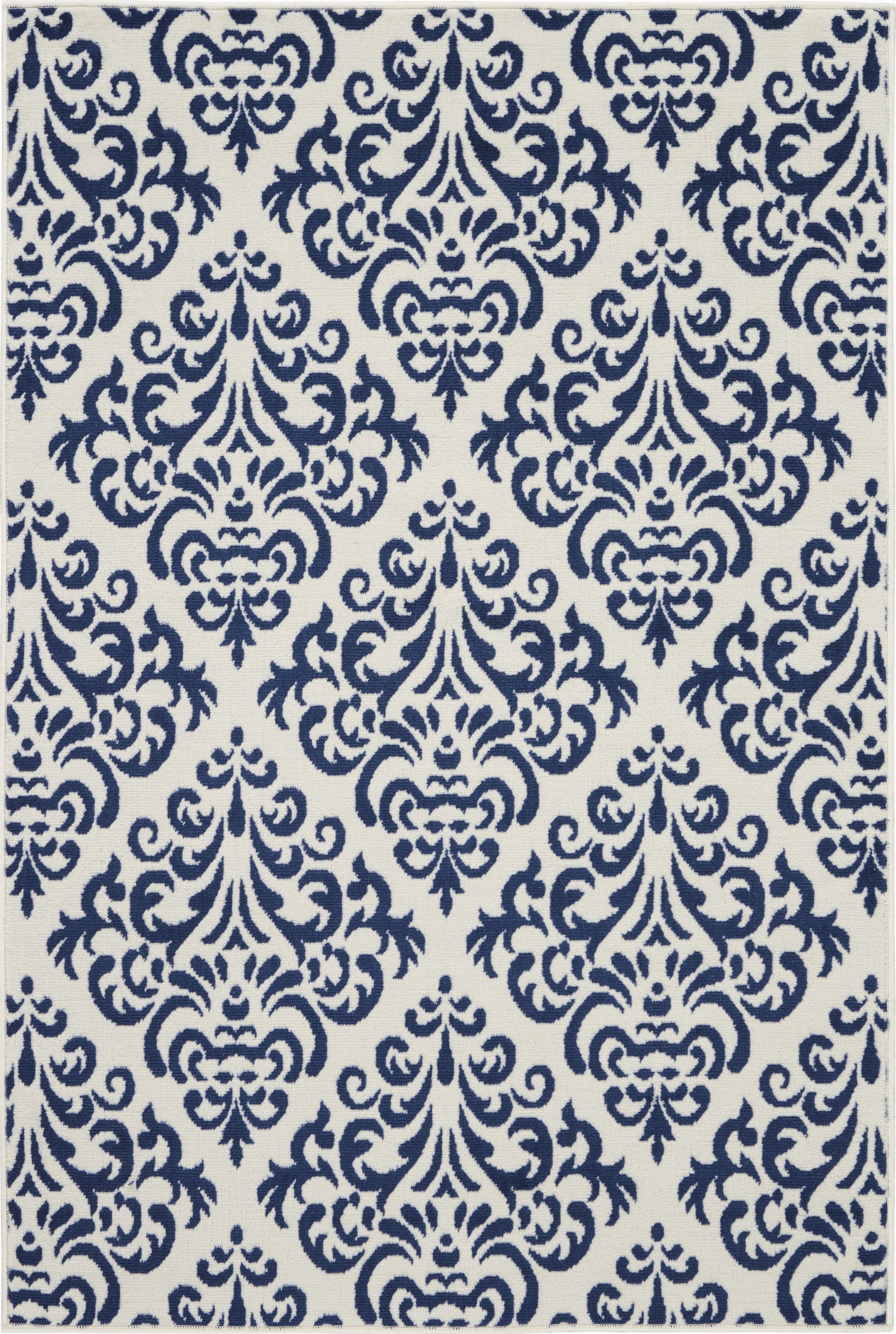 Nourison 99446459084 Grafix 4 x 6 (ft) Loomed Polypropylene White/blue Rectangular Indoor Abstract Area rug