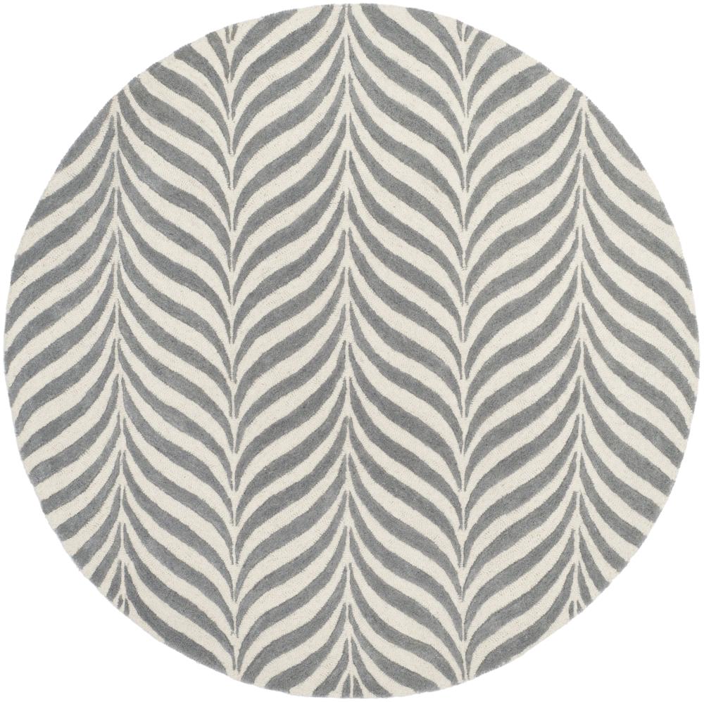 Safavieh BEL135B-5R Bella Sireli 5 x 5 (ft) Tufted Wool Ivory/Gray Round Indoor Abstract Area rug