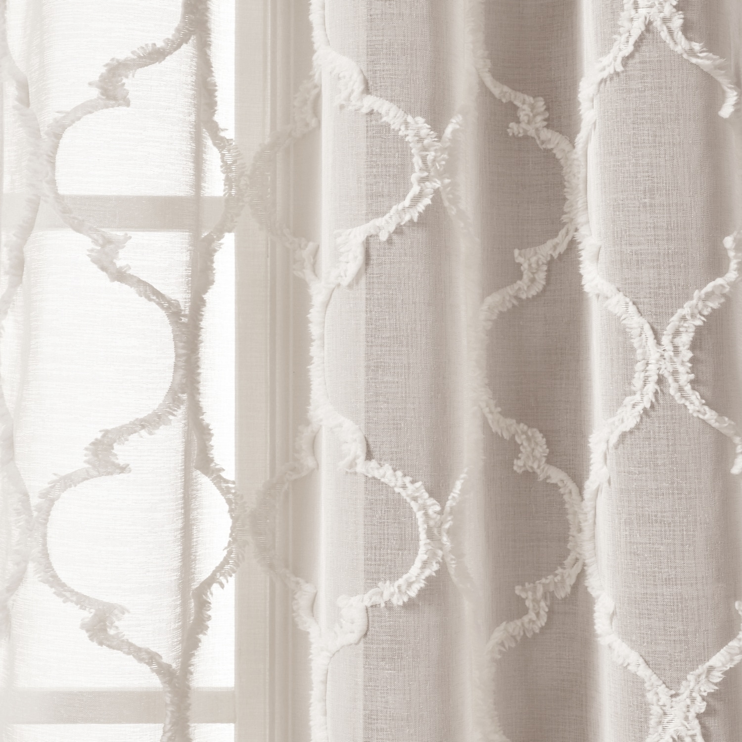 Beige Sheer Grommet Top Polyester Window Panels, 38" x 95", Set of 2