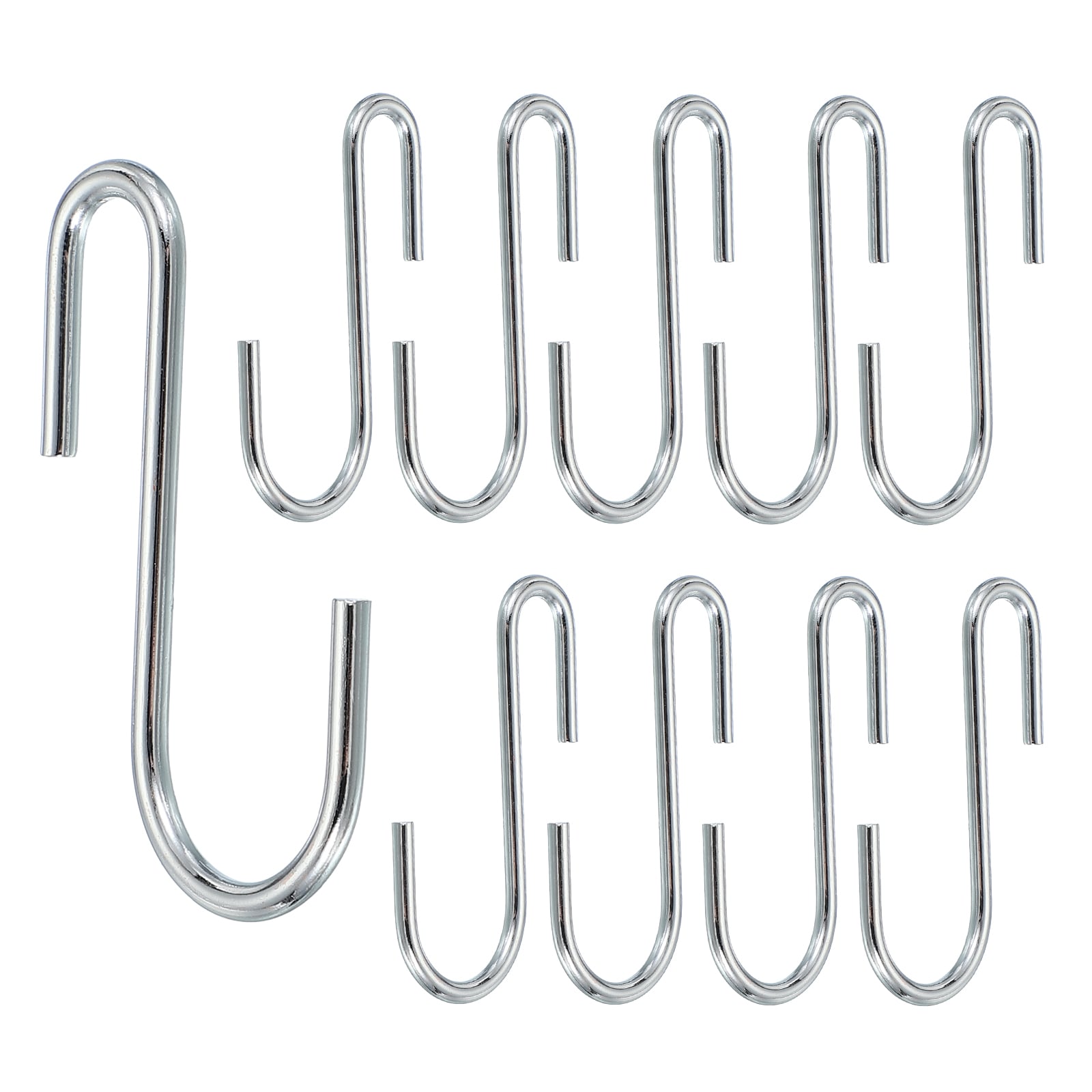 PATIKIL 10 Packs 2.5-Inch S Hooks Wire Rack S Shaped Hook Hanging Sink Grid Hanger for Kitchen Bedroom Office Silver Tone
