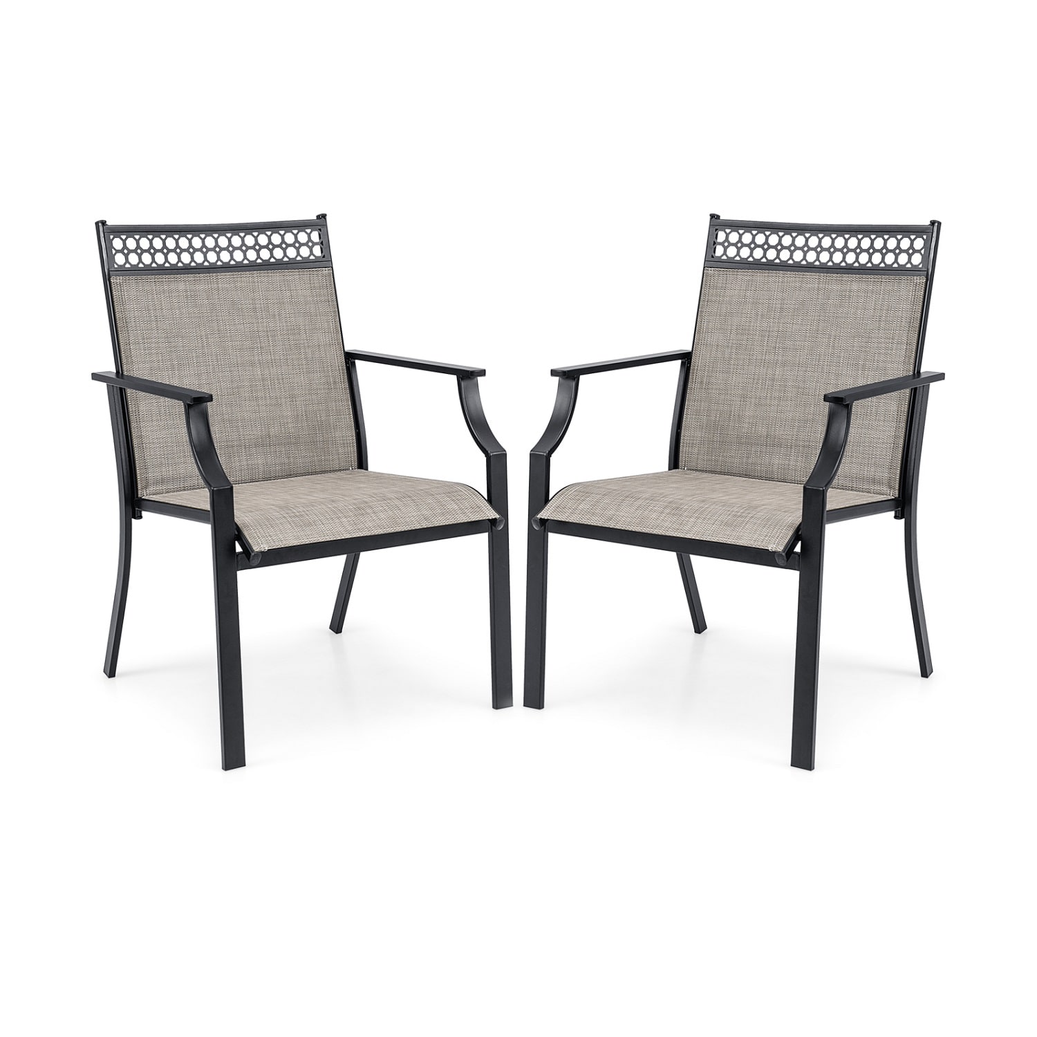 LIVIZA TDS11362CF-2 Set of 2 Black Metal Frame Stationary Dining Chair with Brown Solid Seat