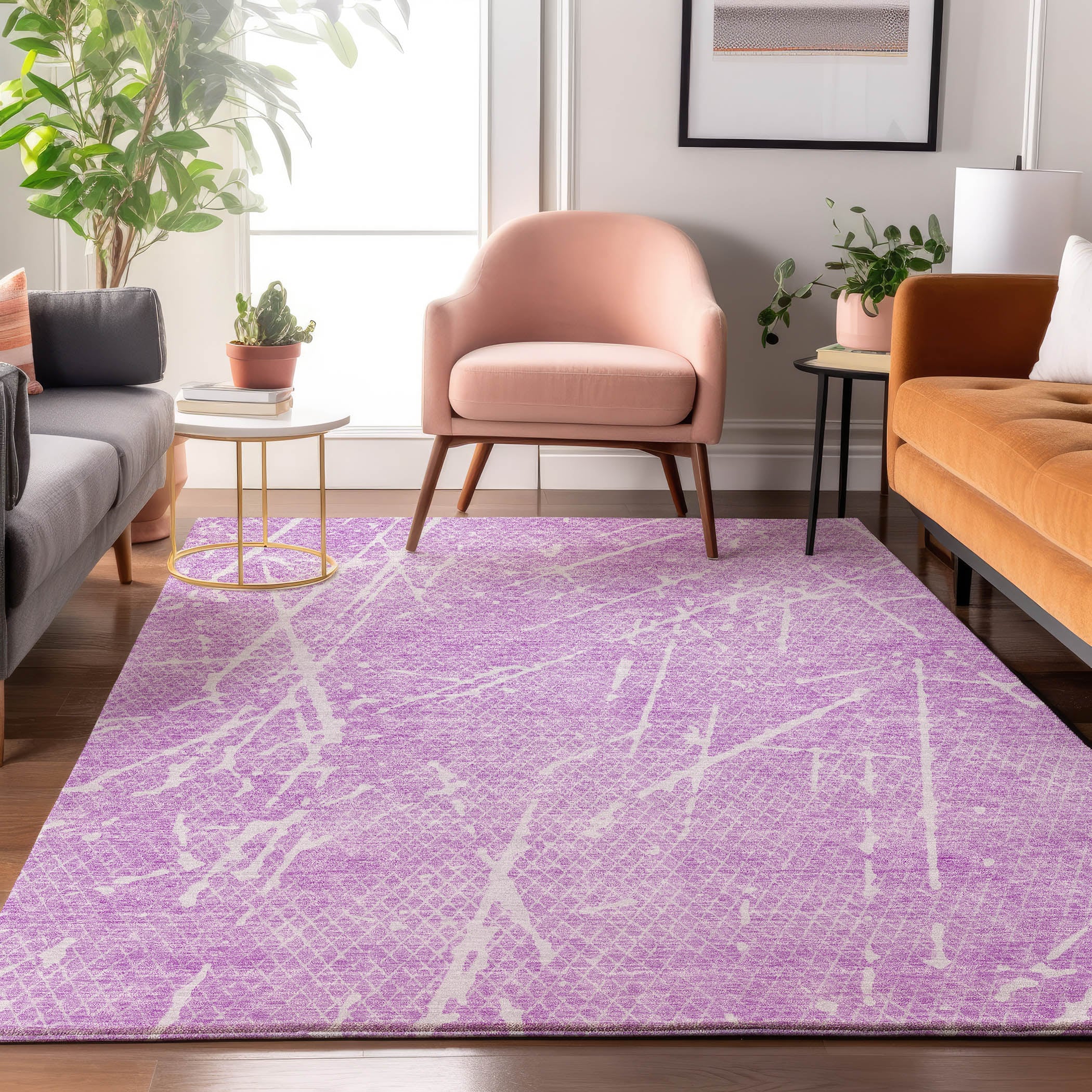 Addison Rugs AMF628LL8X10 Mayfield AMF628LL 8 x 10 (ft) Loomed Polyester Lilac Rectangular Indoor Geometric Machine washable Area rug