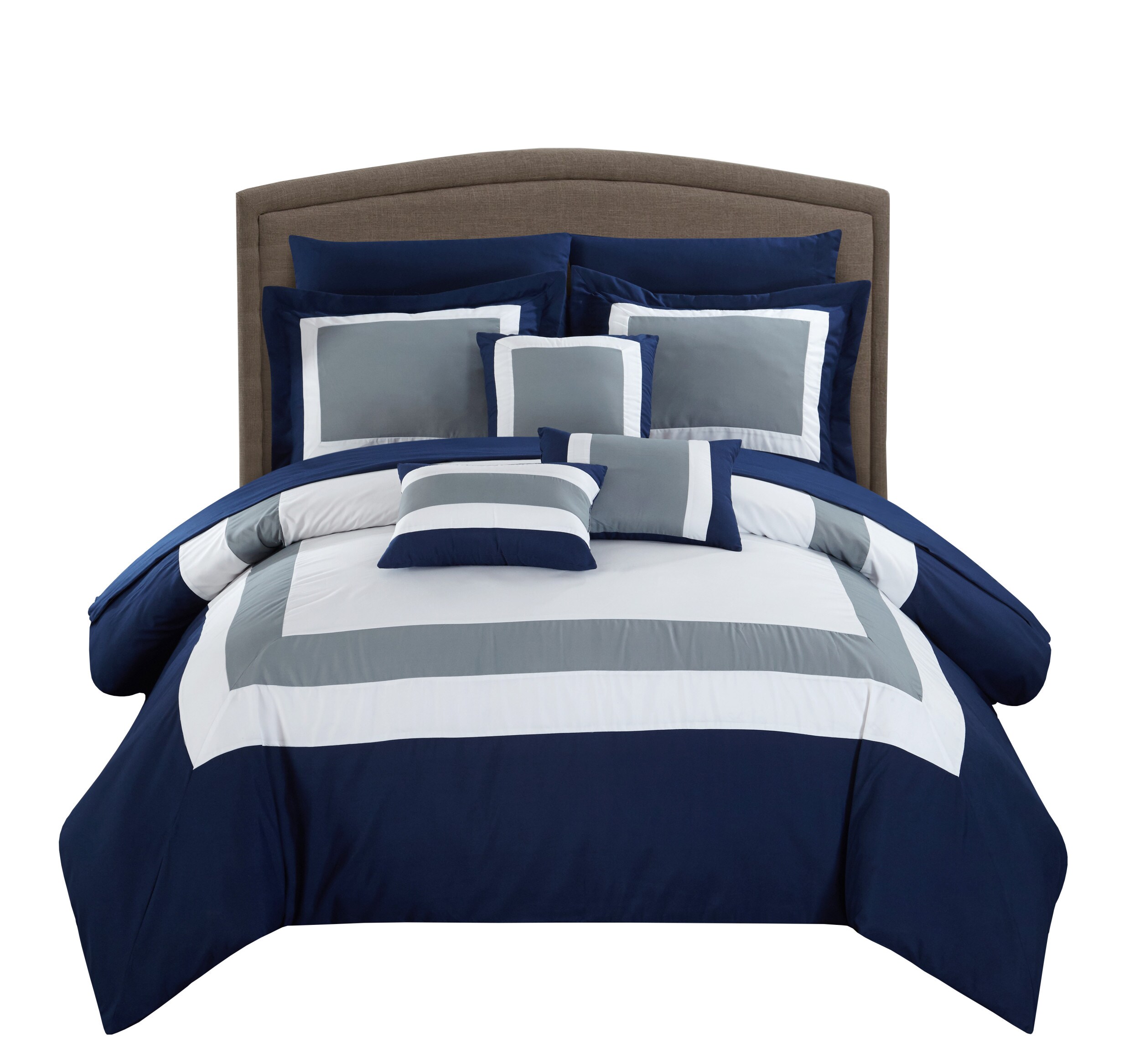 Chic Home Design Duke 10-Piece Navy Queen Comforter Set in the