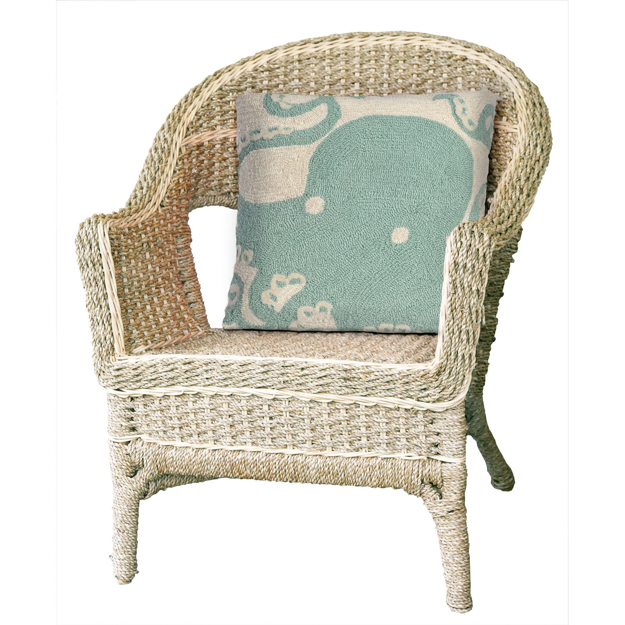 Liora Manne 7FP8S143204 Frontporch 18-in x 18-in Aqua Square Indoor Decorative Pillow