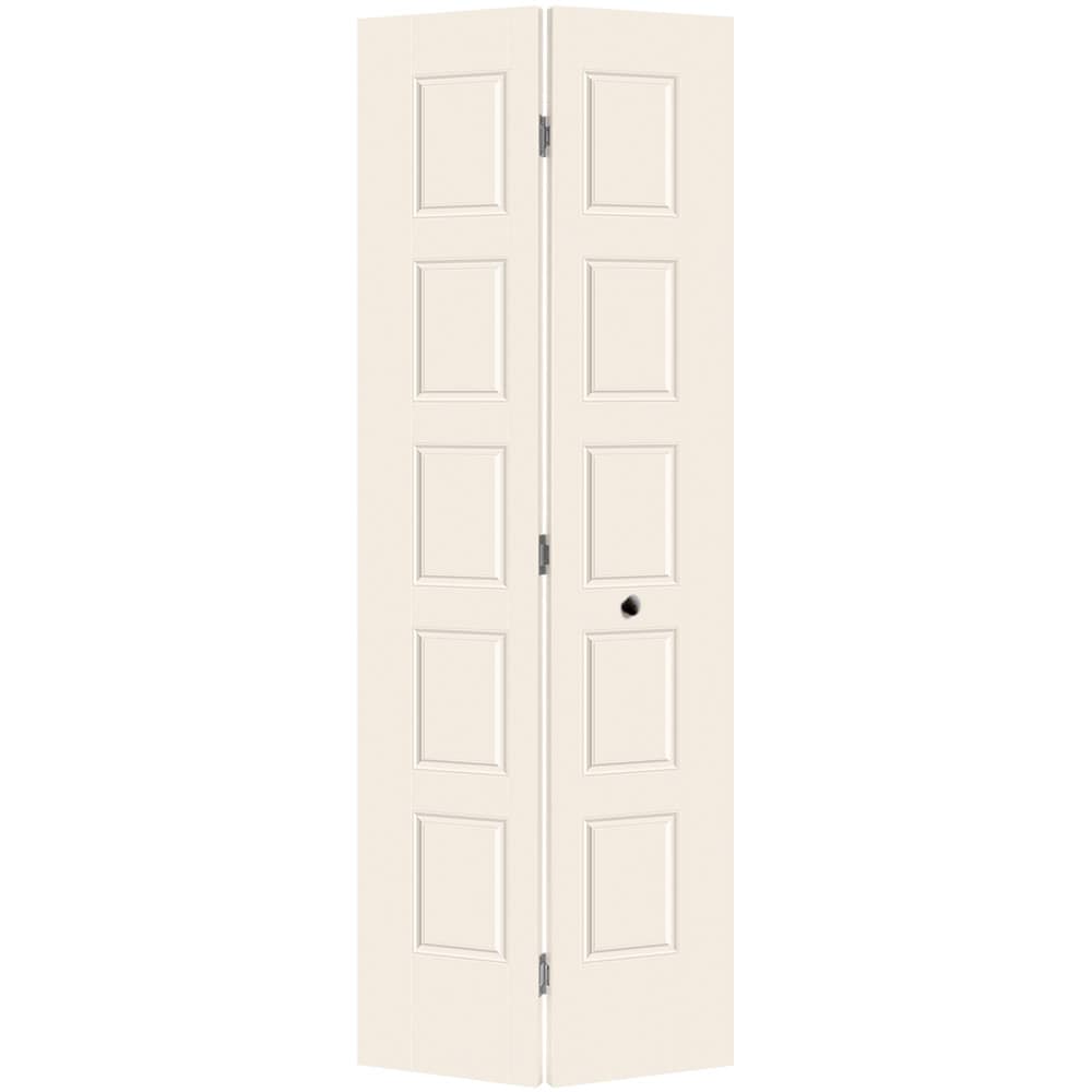 Masonite 1444374 Riverside 30-in x 80-in Moonglow 5-panel equal Smooth Hollow core Prefinished Molded composite Closet Bifold Door ( Hardware Included )