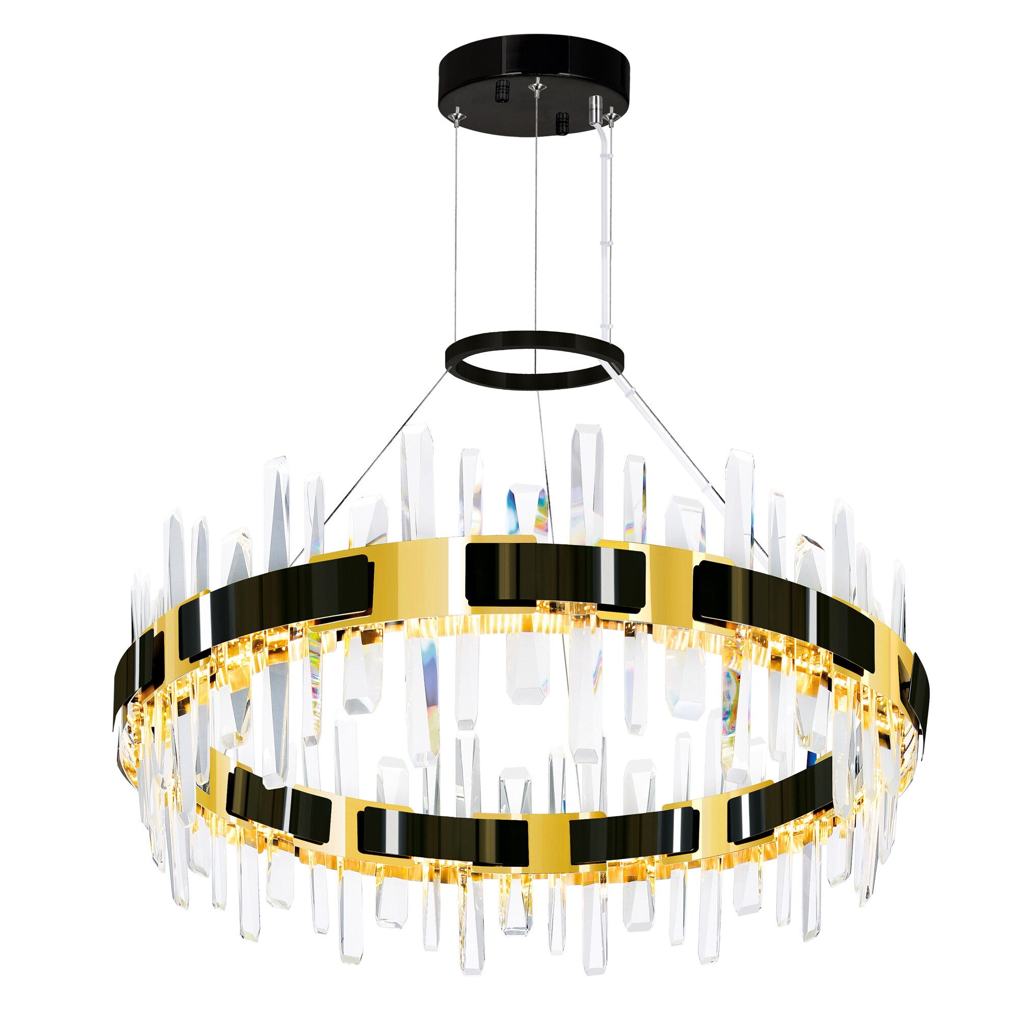 Aya Pearl Black Crystal LED Chandelier 32" with Stunning Details