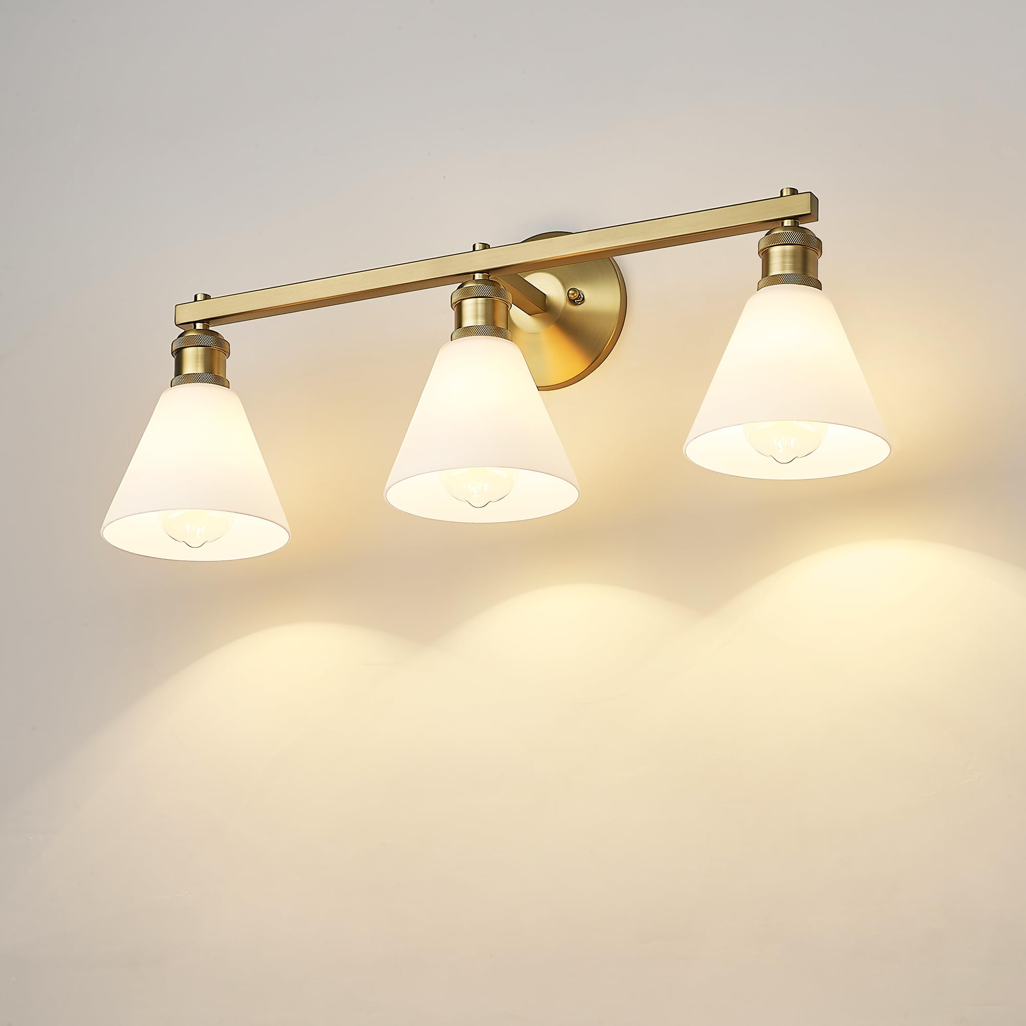 LTMATE LSZS77B-3W BG JAZAVA 25.8-in 3 -Light Gold Modern/contemporary Vanity light