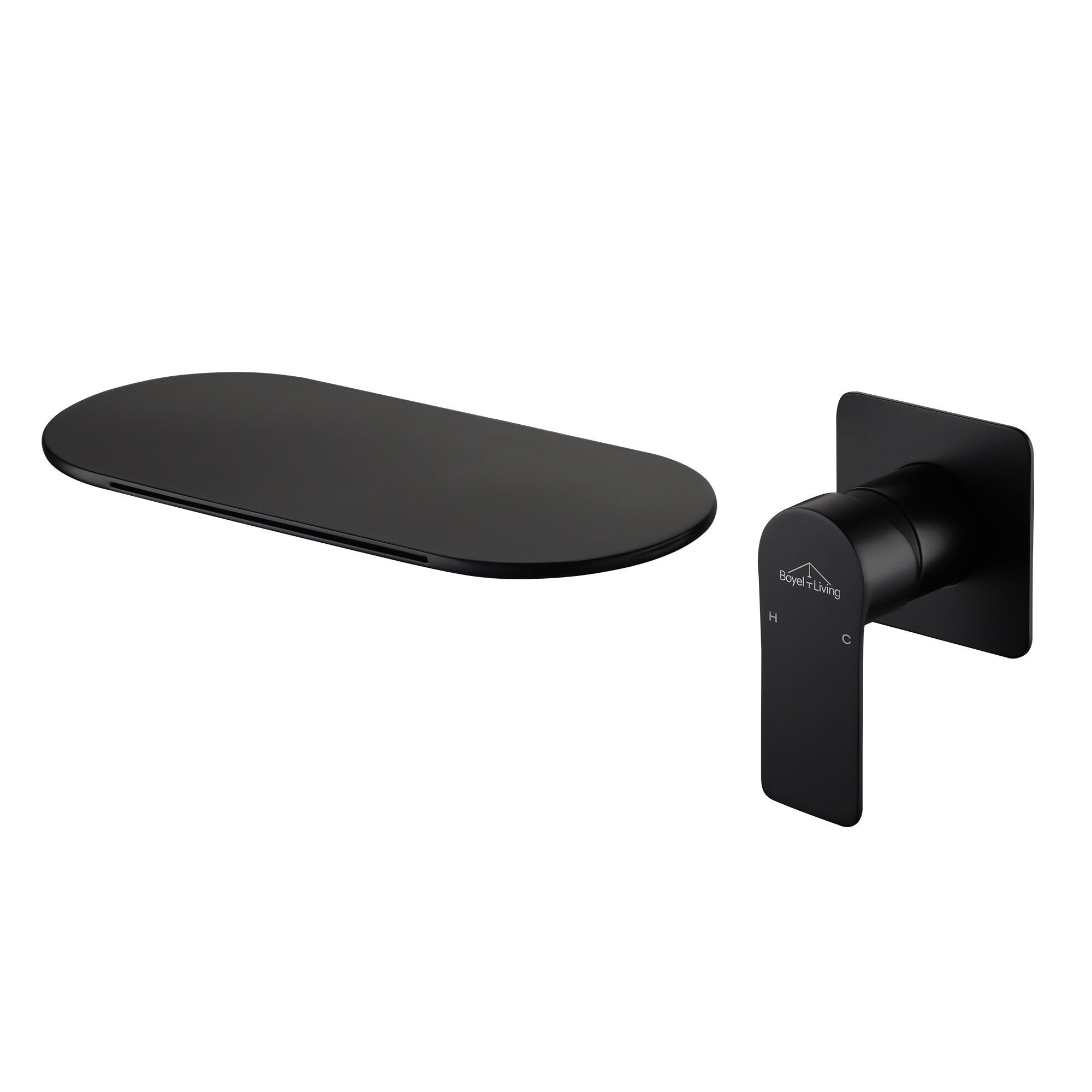 Clihome CSMD-BF24-13B Matte Black Wall-mount 1-handle Waterfall Commercial/Residential Handle Bathroom Sink Faucet
