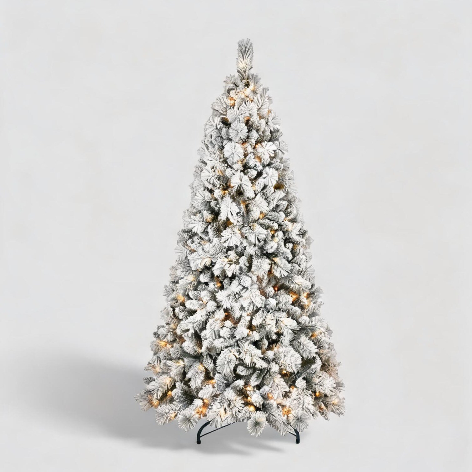 SunJet Flocked Fir Christmas Tree Christmas Trees combining White Finish 9 ft Pre-Lit Indoor and White Pvc