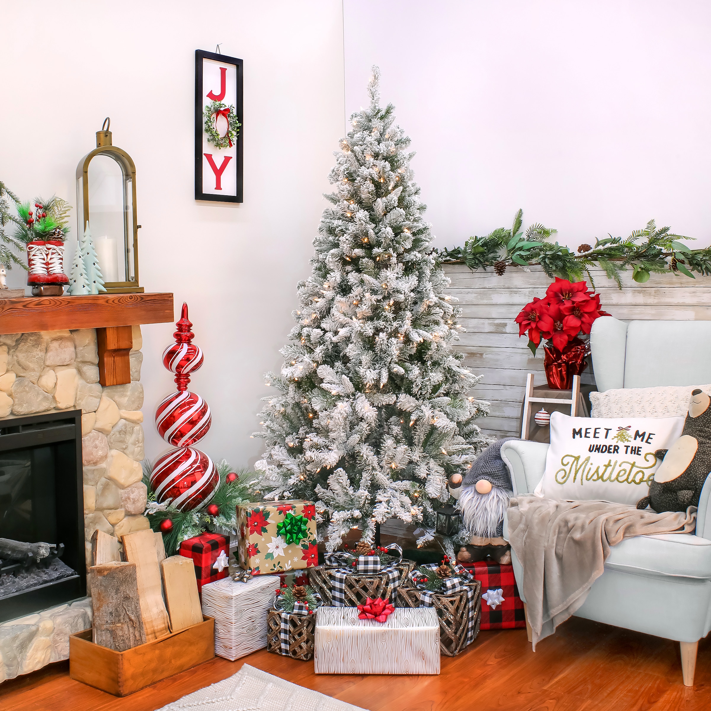 National Tree Company 6.5-ft Pine Pre-lit Slim Artificial Christmas ...